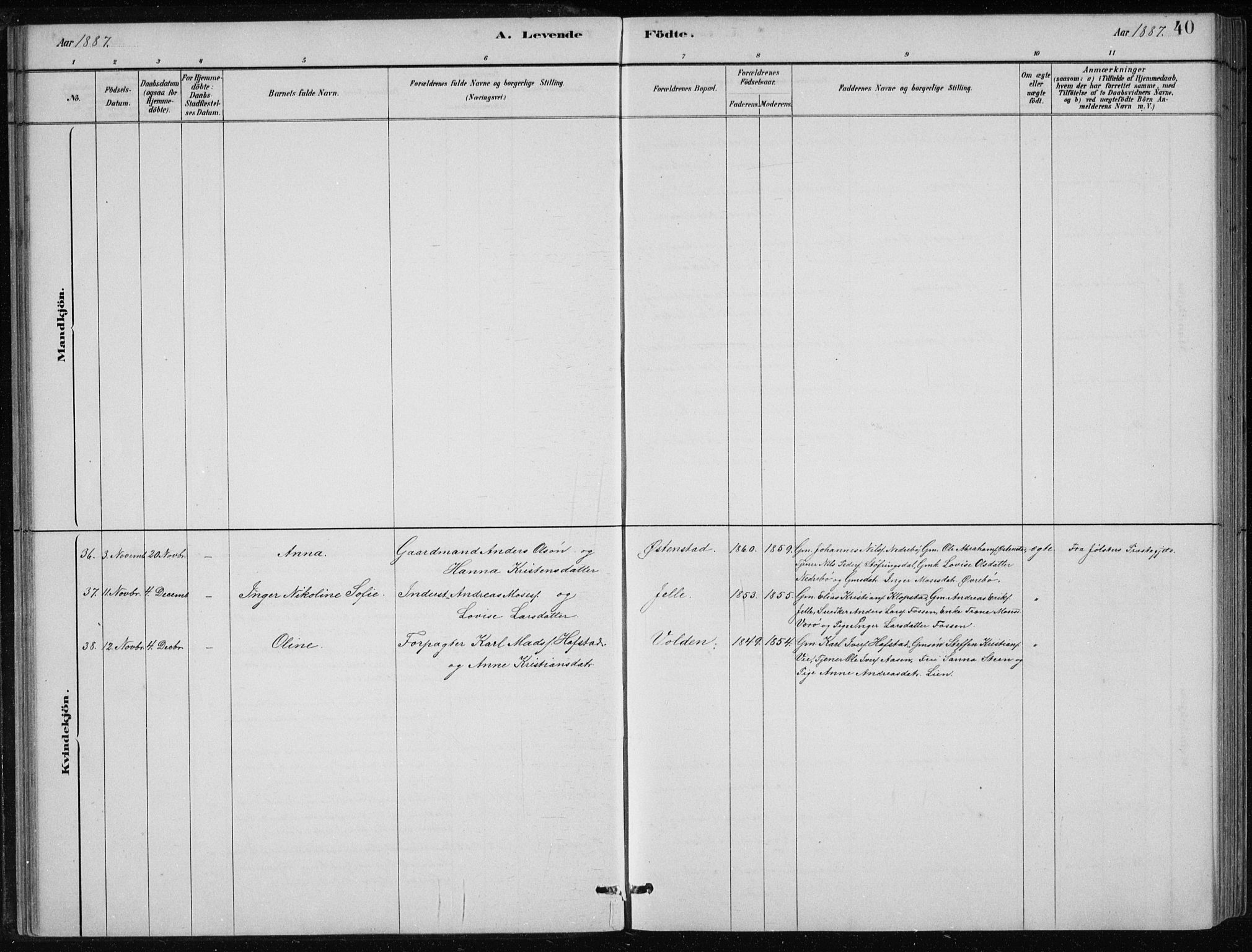 Førde sokneprestembete, SAB/A-79901/H/Hab/Haba/L0002: Parish register (copy) no. A 2, 1881-1898, p. 40