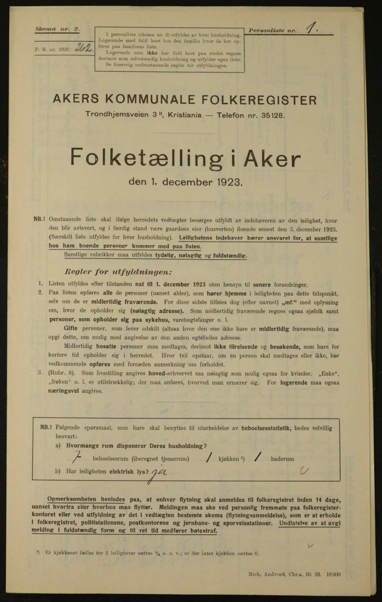 , Municipal Census 1923 for Aker, 1923, p. 1730