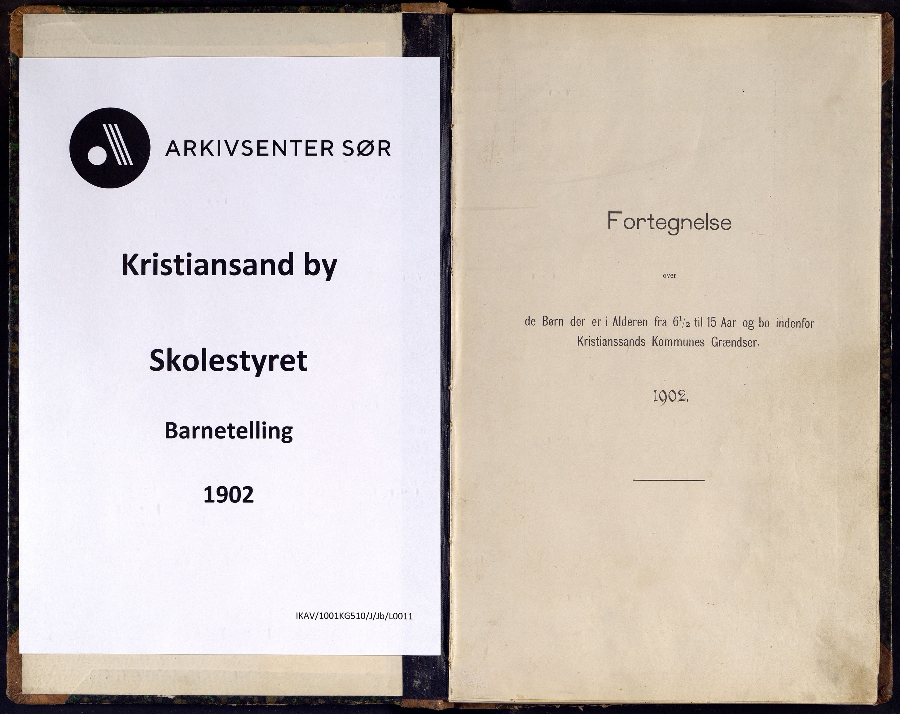 Kristiansand By - Skolekommisjonen/ -Styret, ARKSOR/1001KG510/J/Jb/L0011: Barnetelling, 1902