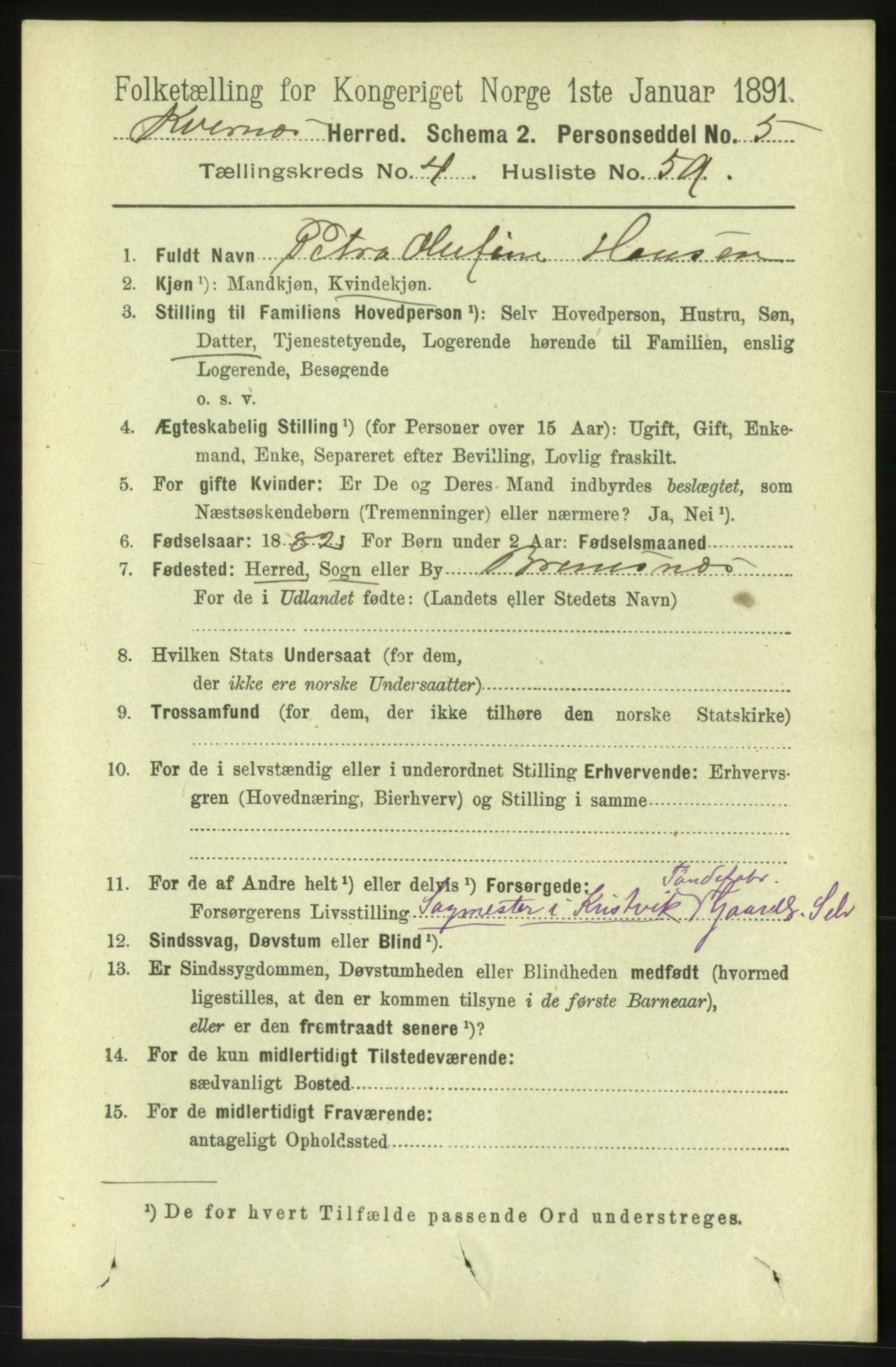 RA, 1891 census for 1553 Kvernes, 1891, p. 2237