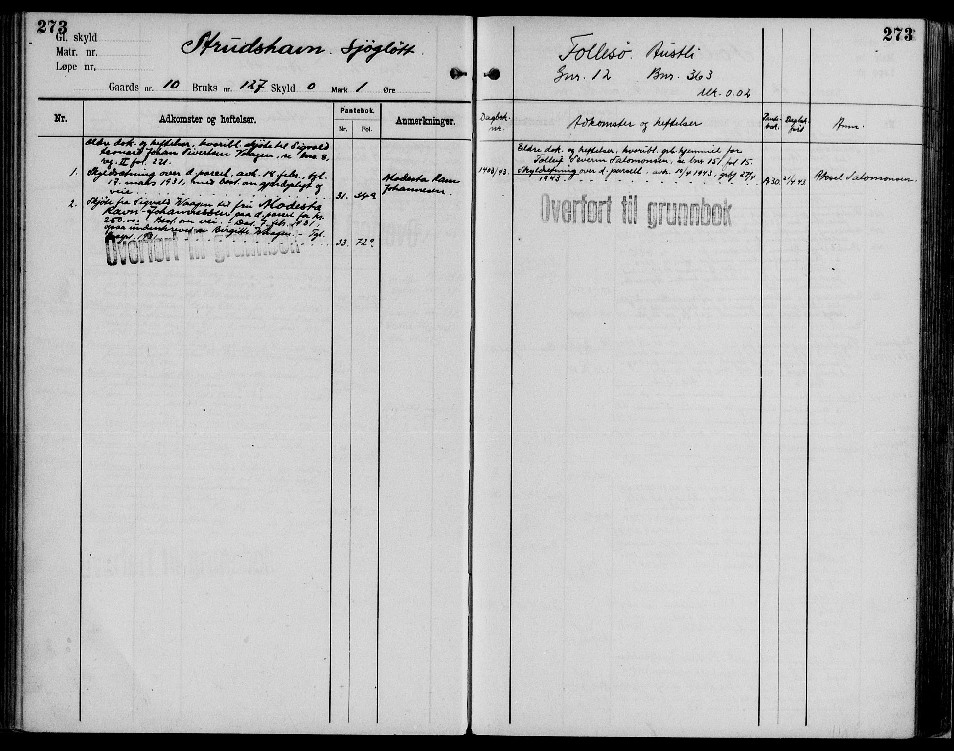 Midhordland sorenskriveri, AV/SAB-A-3001/1/G/Ga/Gab/L0102: Mortgage register no. II.A.b.102, p. 273