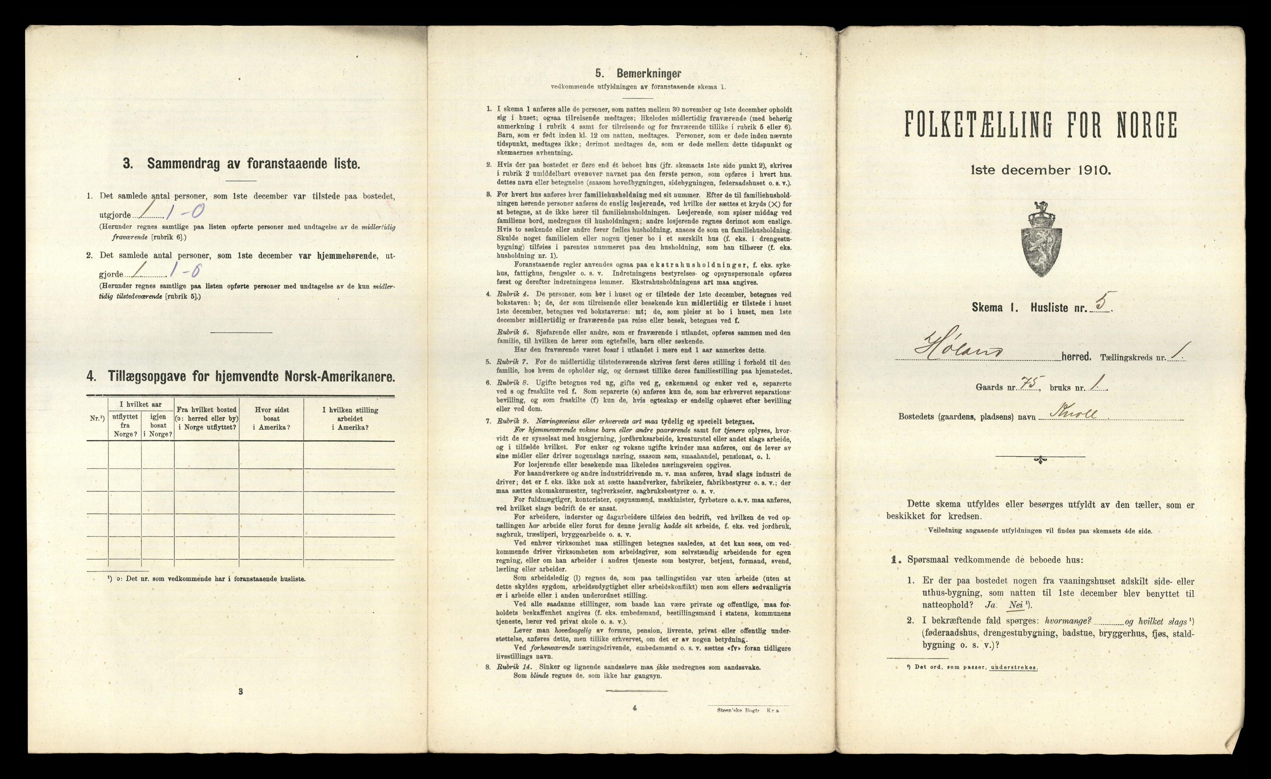 RA, 1910 census for Høland, 1910, p. 61