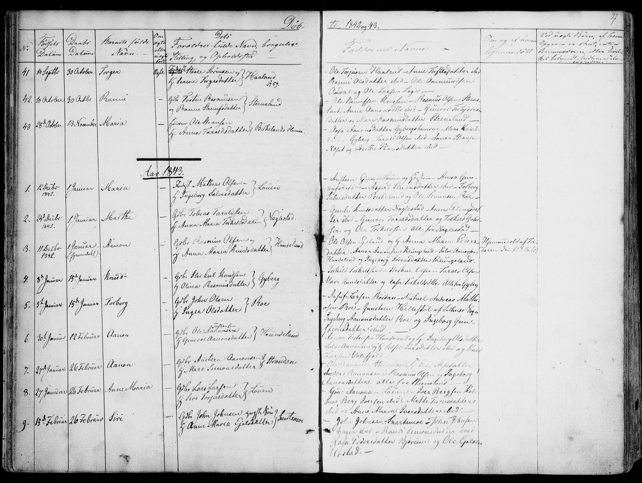 Hægebostad sokneprestkontor, SAK/1111-0024/F/Fa/Faa/L0004: Parish register (official) no. A 4, 1834-1864, p. 27