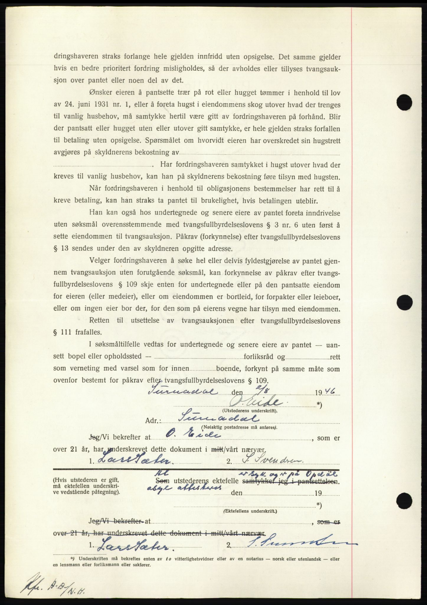 Nordmøre sorenskriveri, AV/SAT-A-4132/1/2/2Ca: Mortgage book no. B94, 1946-1946, Diary no: : 1476/1946