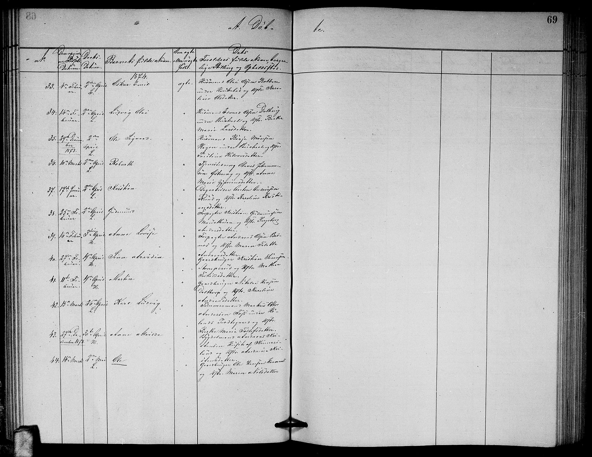 Høland prestekontor Kirkebøker, AV/SAO-A-10346a/G/Ga/L0006: Parish register (copy) no. I 6, 1869-1879, p. 69