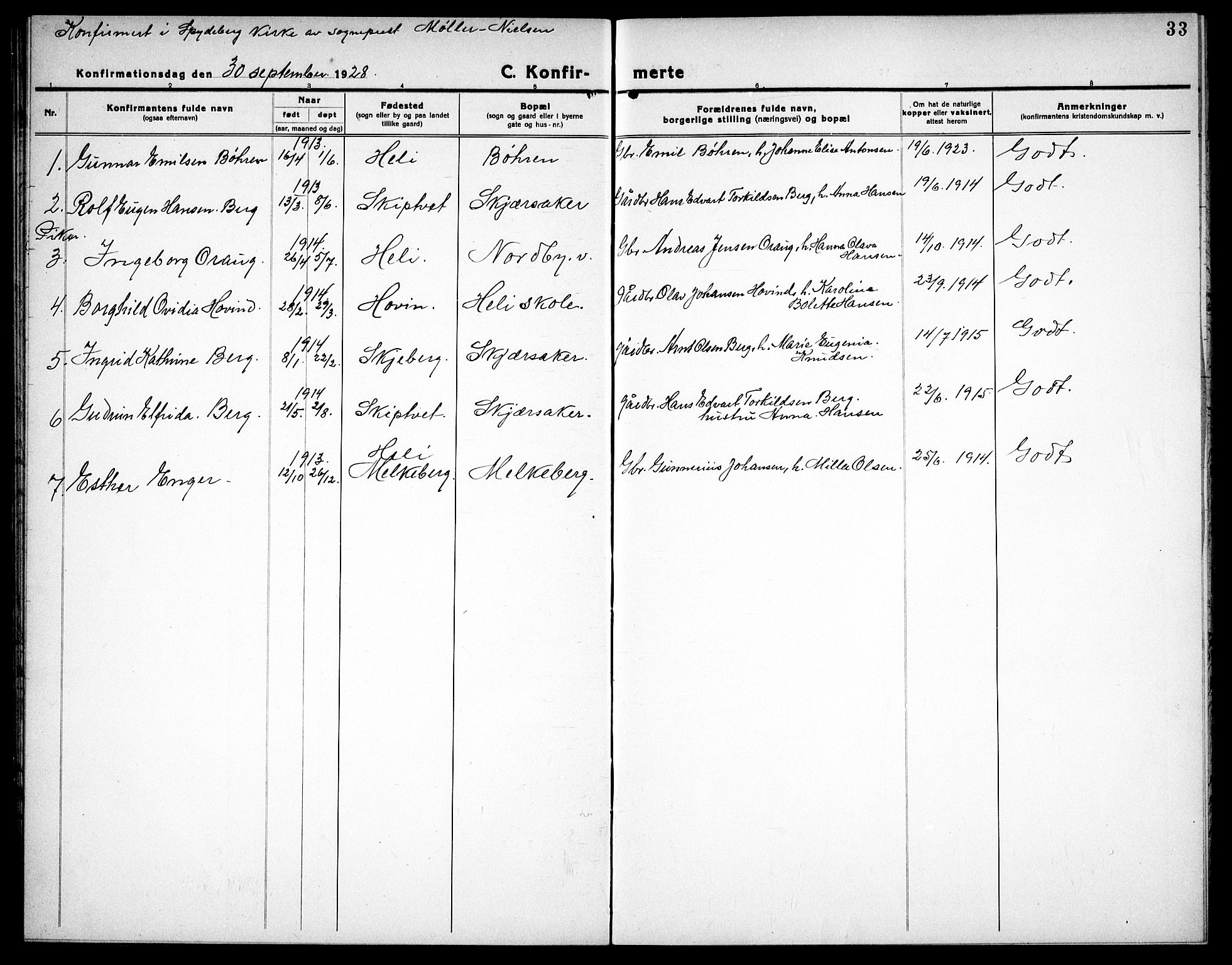 Spydeberg prestekontor Kirkebøker, AV/SAO-A-10924/G/Gc/L0002: Parish register (copy) no. III 2, 1918-1939, p. 33