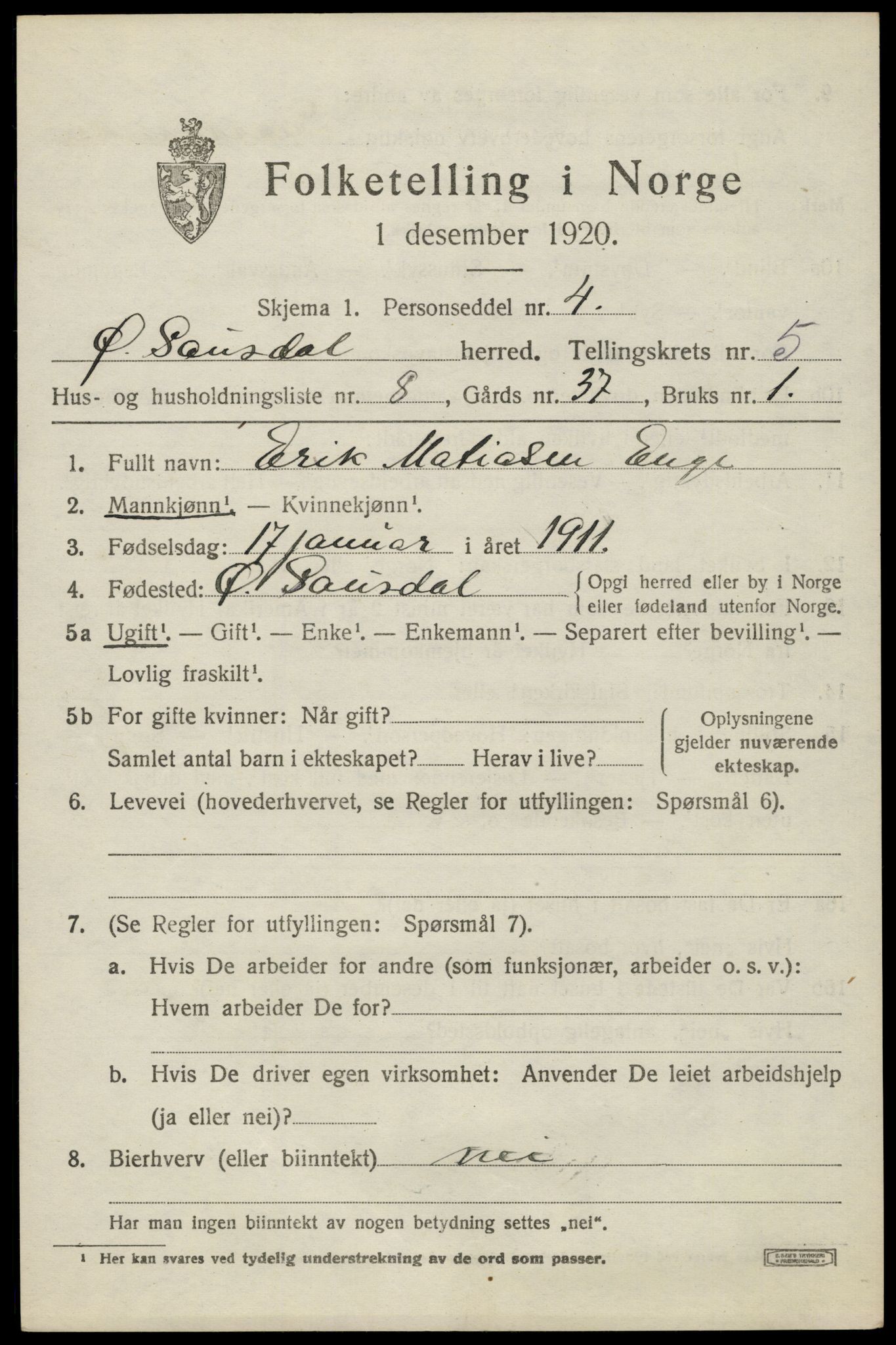 SAH, 1920 census for Østre Gausdal, 1920, p. 2792