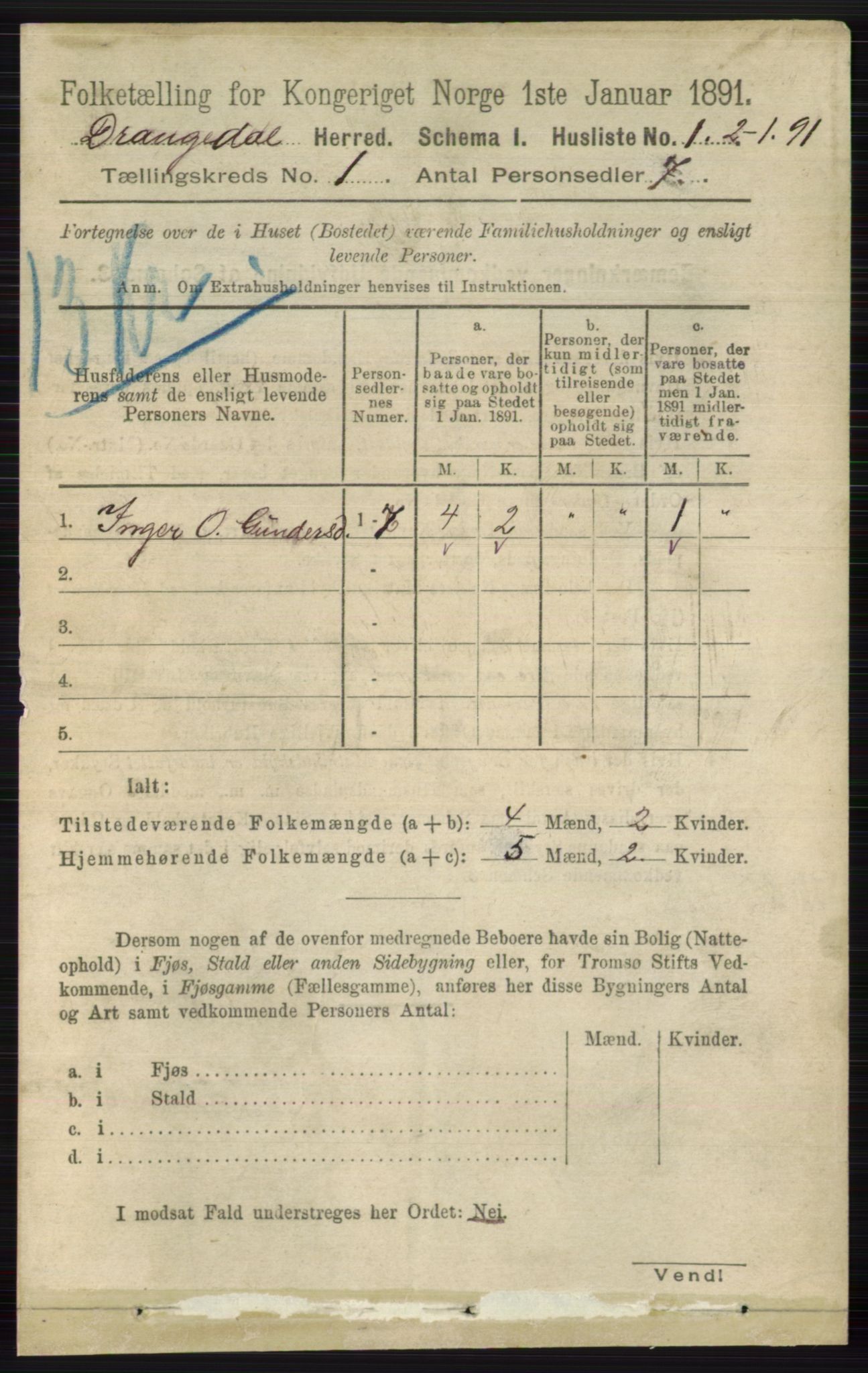 RA, 1891 census for 0817 Drangedal, 1891, p. 32