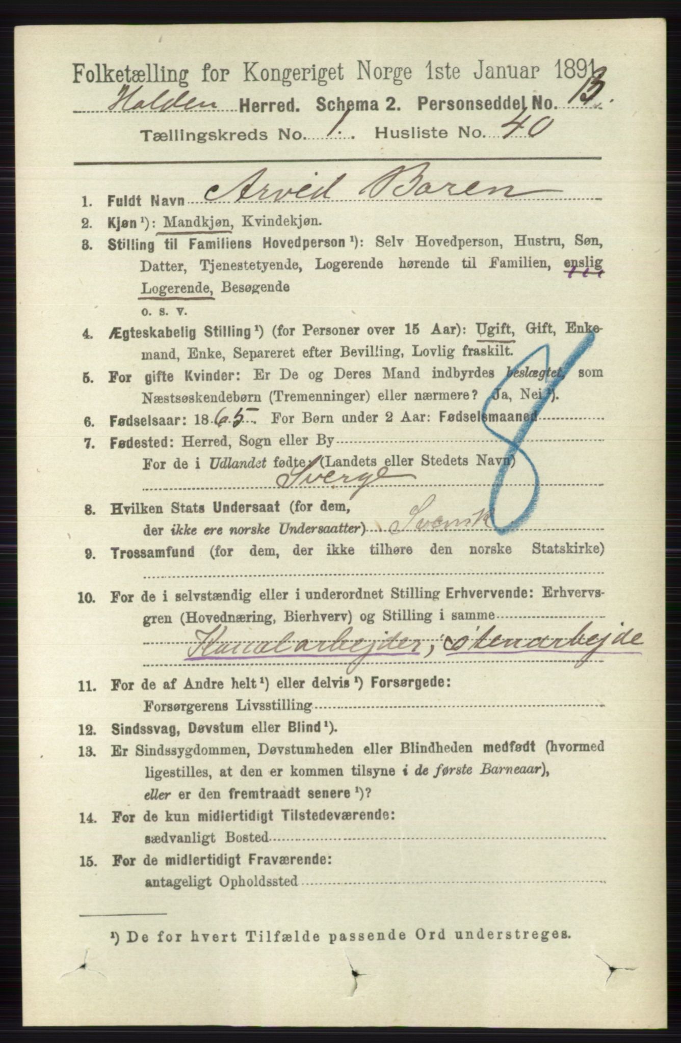 RA, 1891 census for 0819 Holla, 1891, p. 538