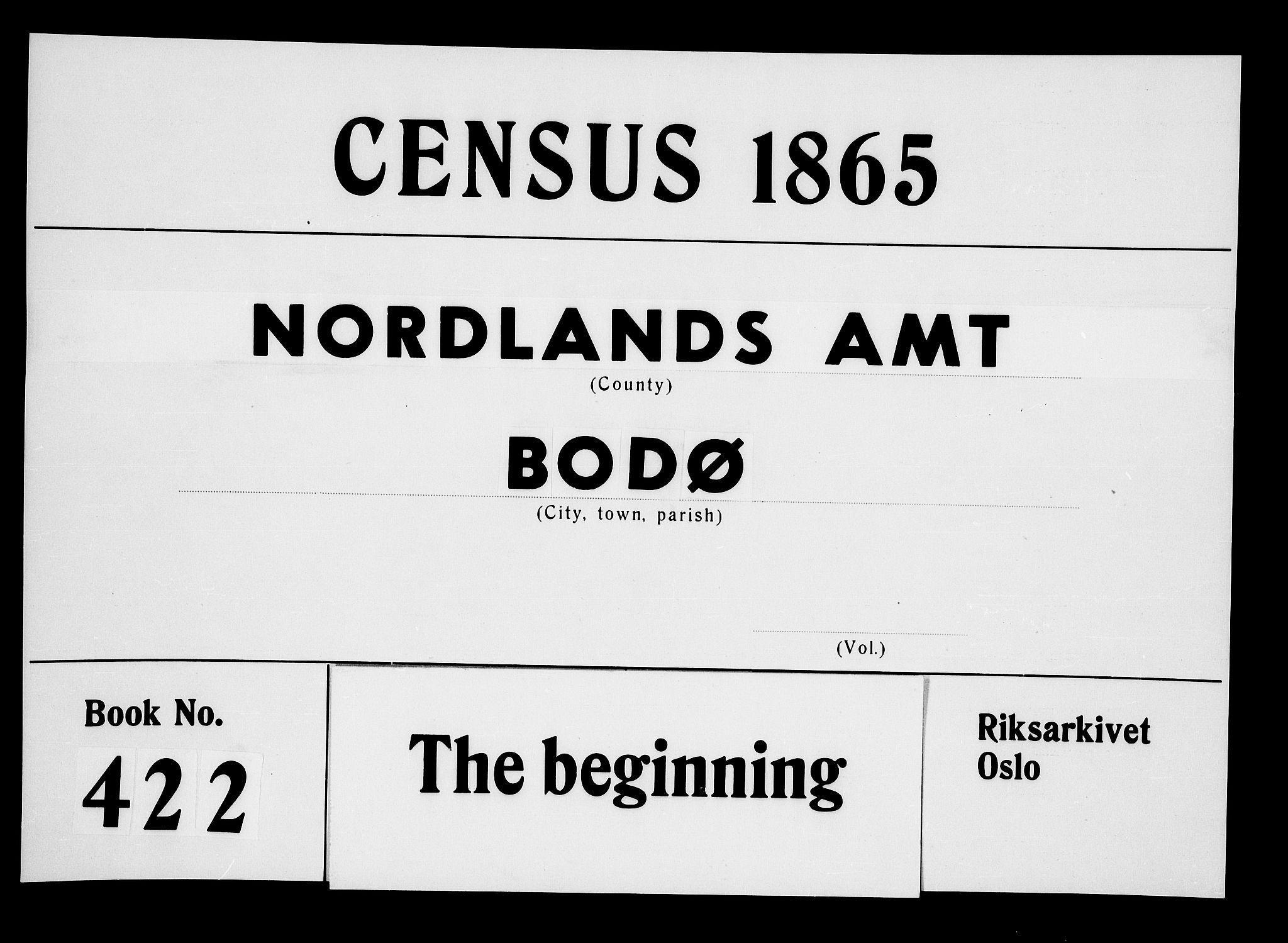 RA, 1865 census for Bodø/Bodø, 1865, p. 1