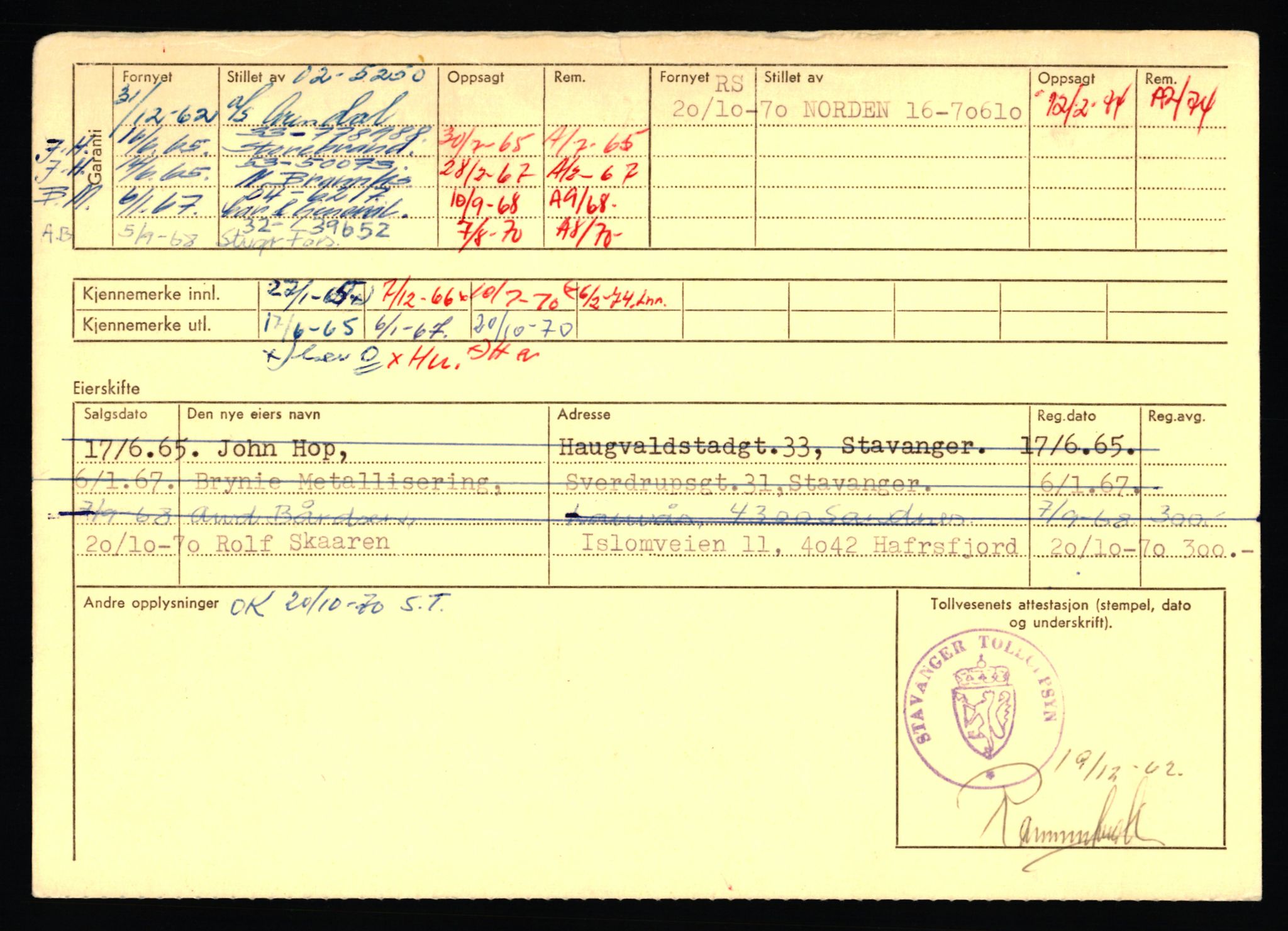 Stavanger trafikkstasjon, AV/SAST-A-101942/0/F/L0071: L-80500 - L-82199, 1930-1971, p. 2340