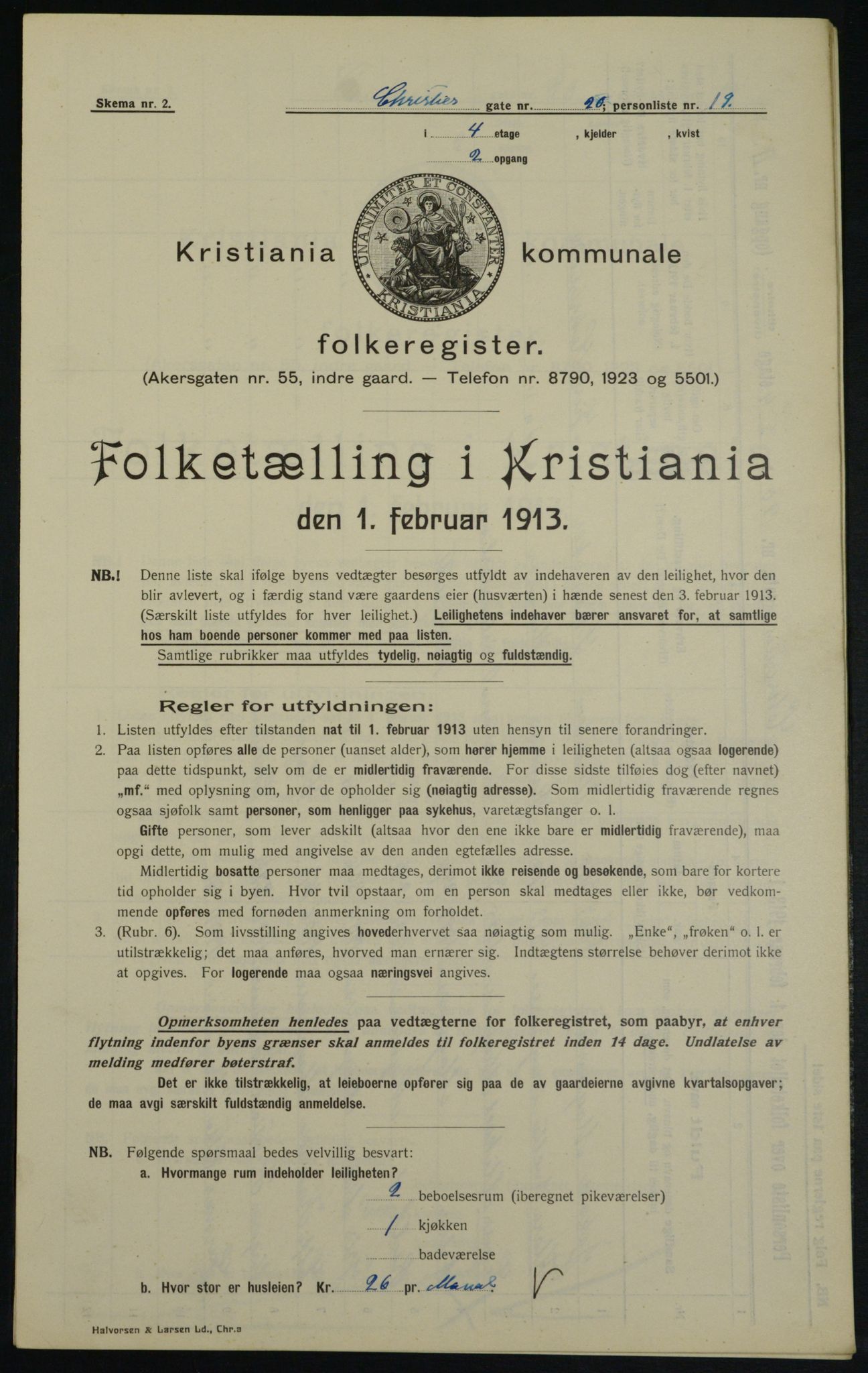 OBA, Municipal Census 1913 for Kristiania, 1913, p. 12368