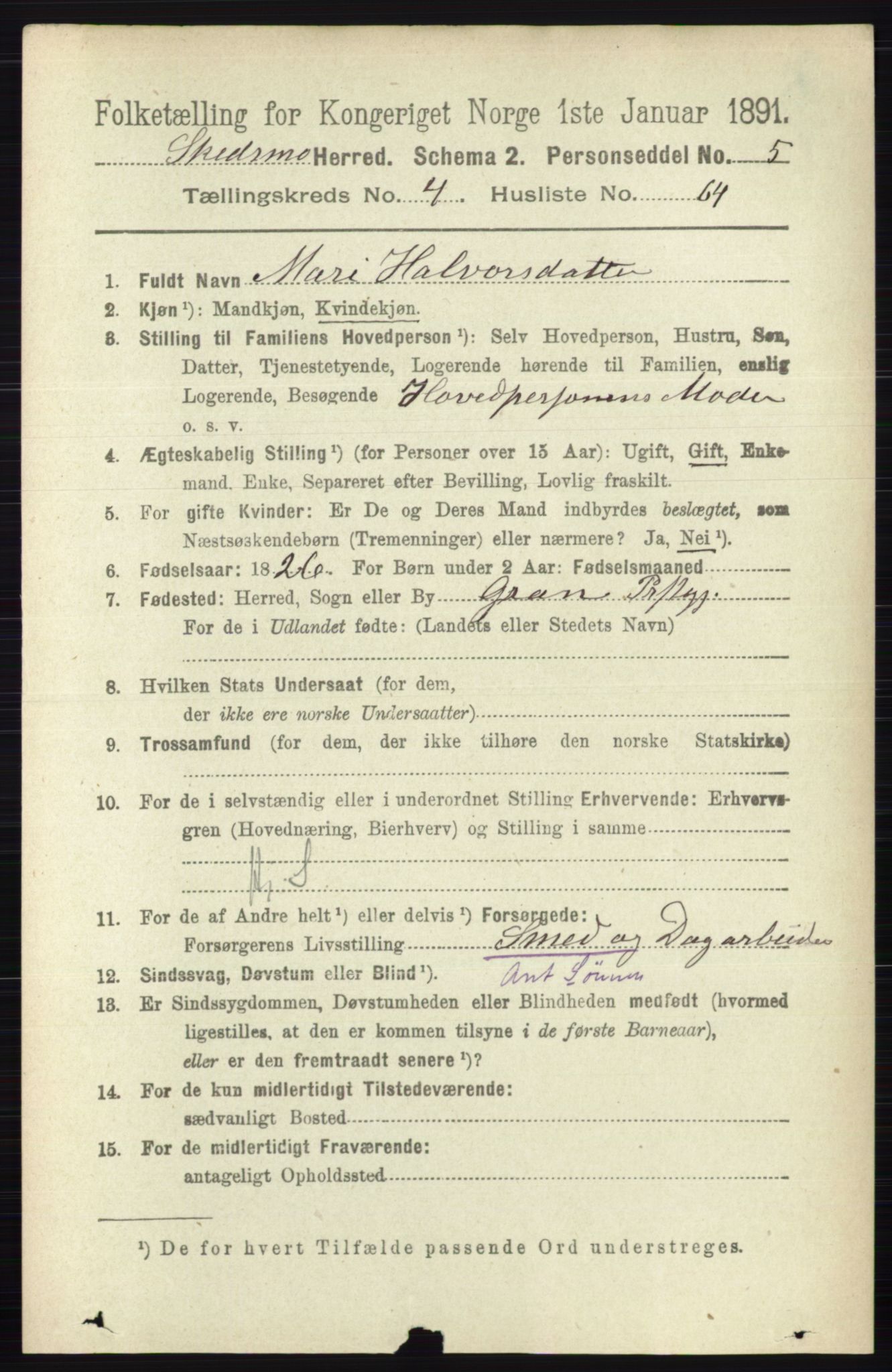 RA, 1891 census for 0231 Skedsmo, 1891, p. 2242