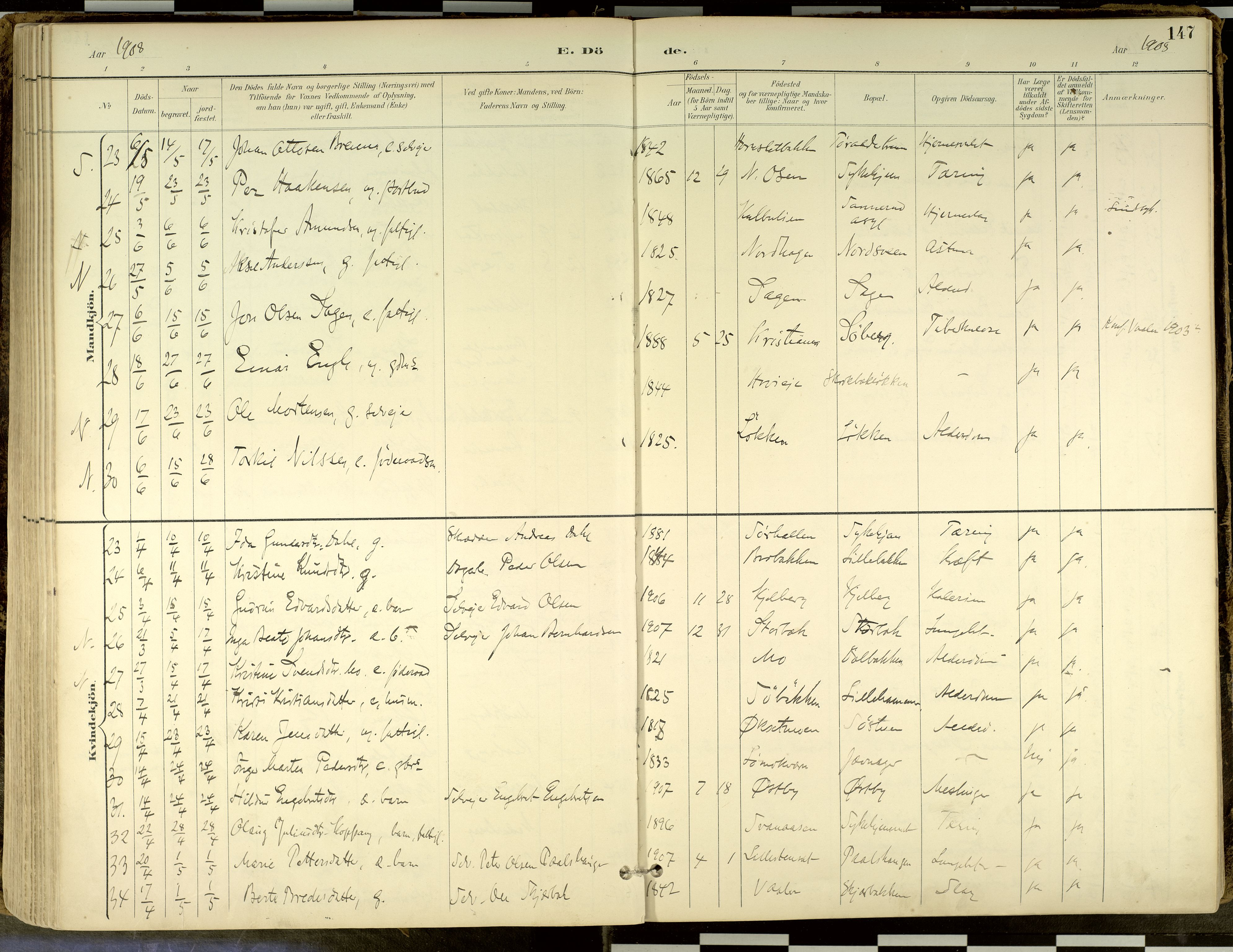 Elverum prestekontor, AV/SAH-PREST-044/H/Ha/Haa/L0018: Parish register (official) no. 18, 1894-1914, p. 147