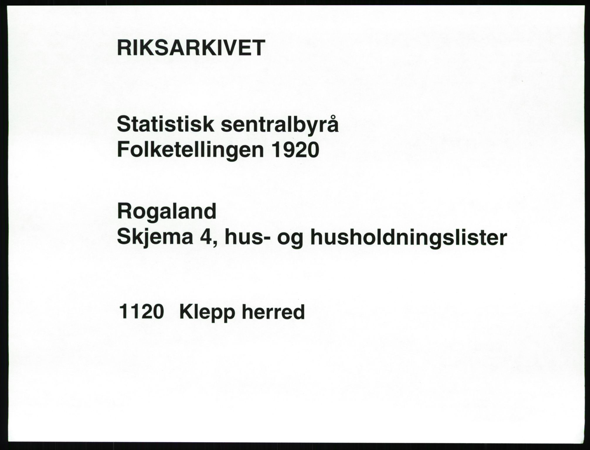 SAST, 1920 census for Klepp, 1920, p. 34