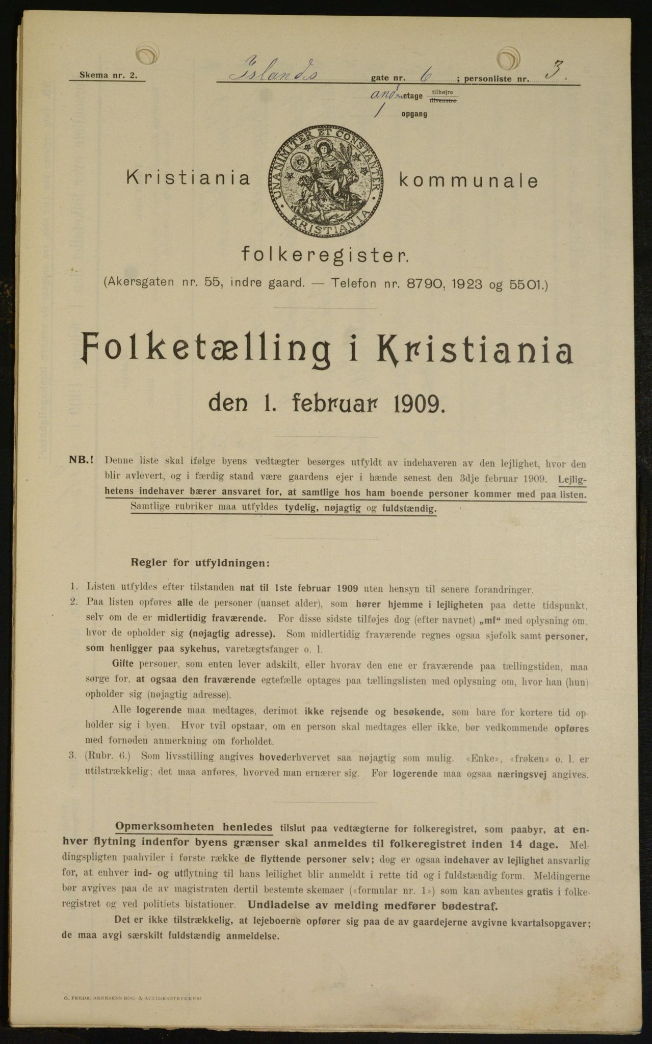 OBA, Municipal Census 1909 for Kristiania, 1909, p. 40673