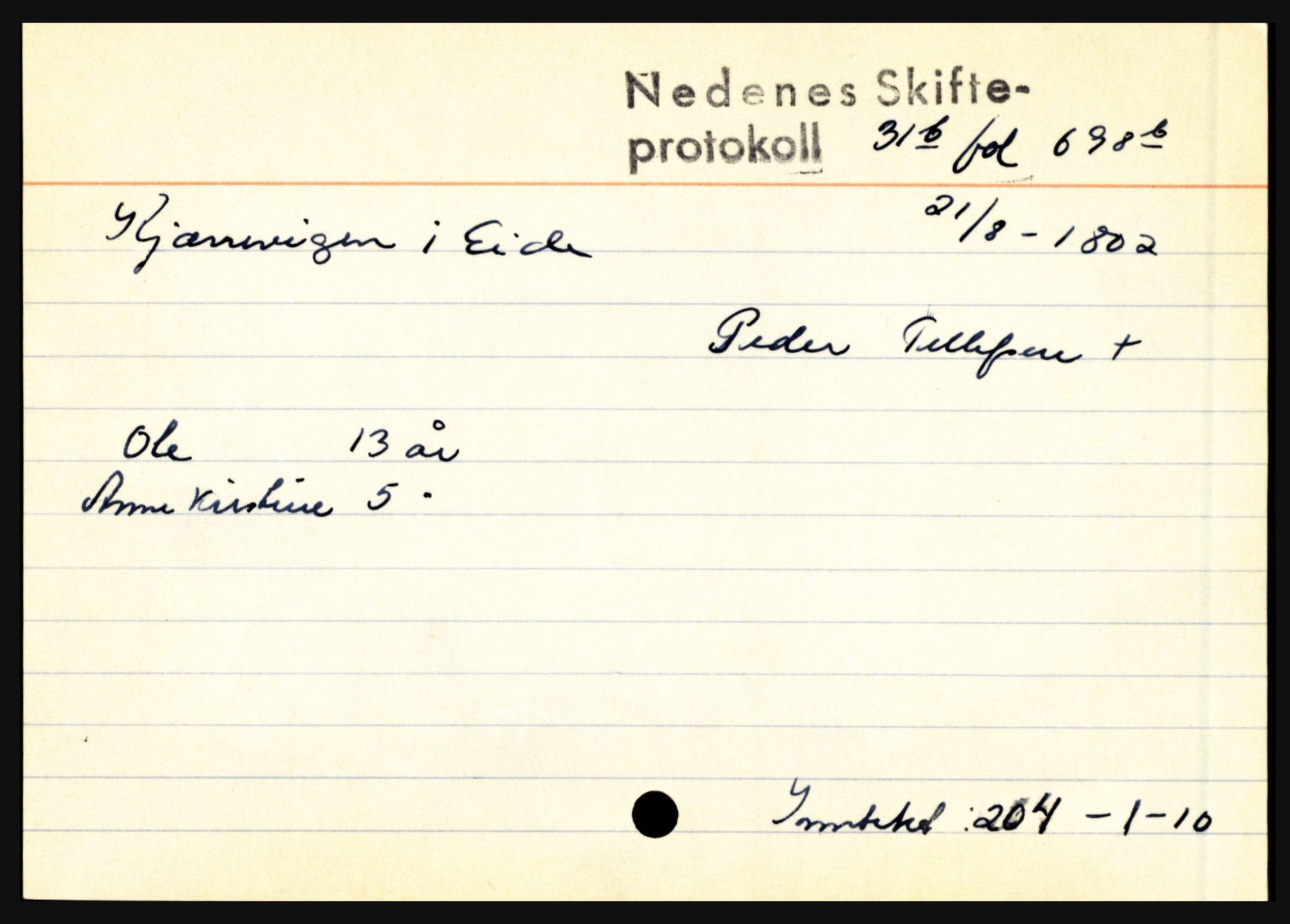 Nedenes sorenskriveri før 1824, AV/SAK-1221-0007/H, p. 14733