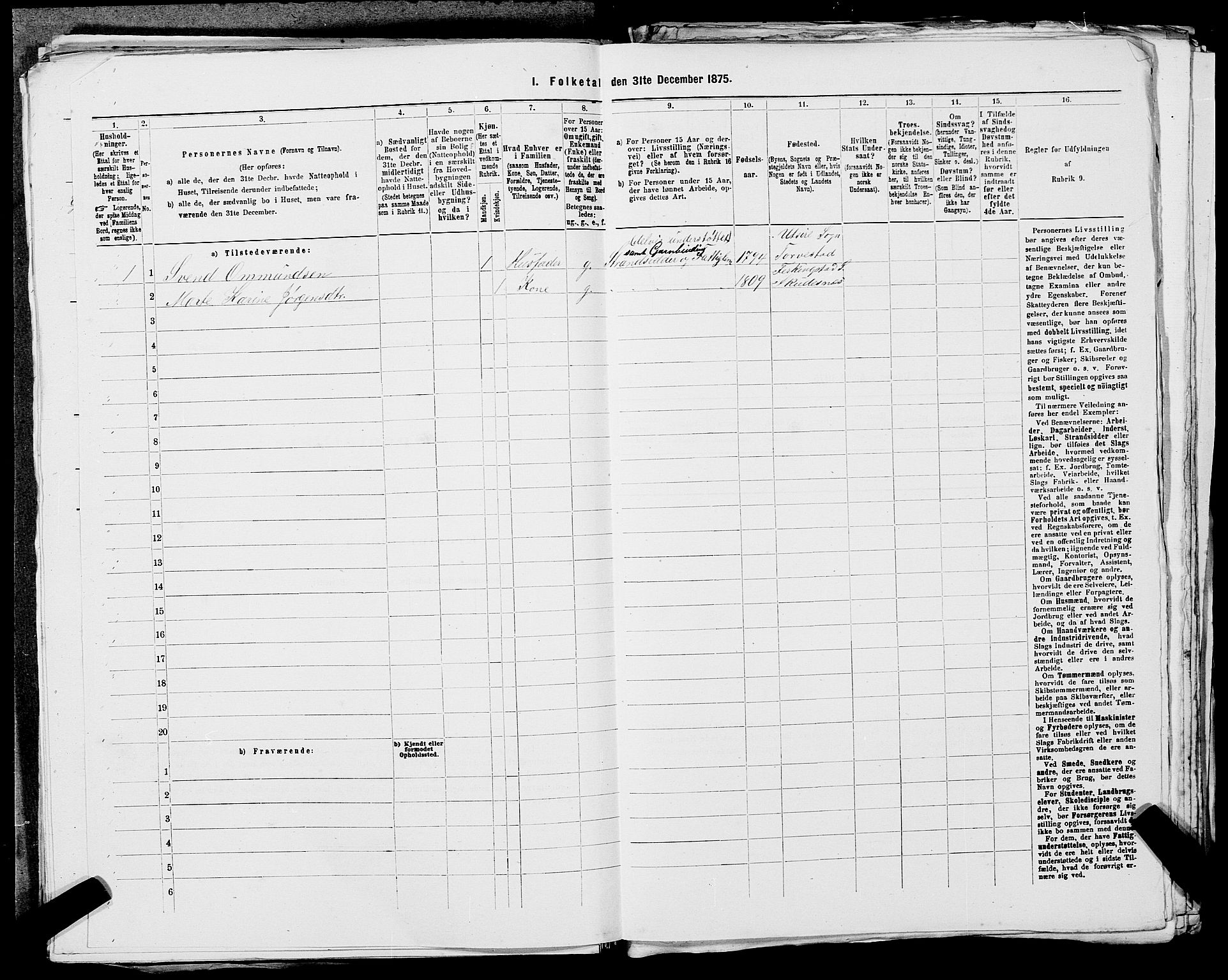 SAST, 1875 census for 1150L Skudenes/Falnes, Åkra og Ferkingstad, 1875, p. 1044