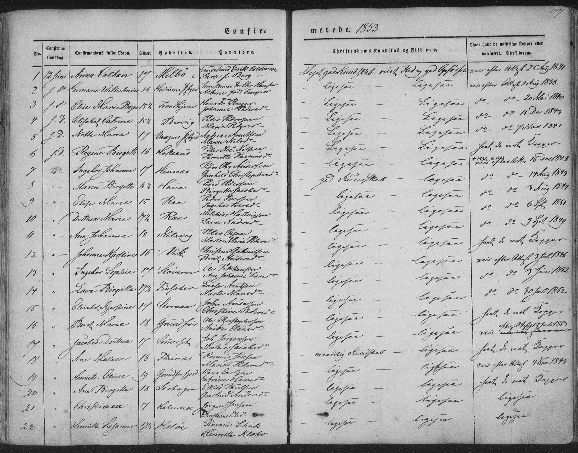 Ministerialprotokoller, klokkerbøker og fødselsregistre - Nordland, SAT/A-1459/888/L1241: Parish register (official) no. 888A07, 1849-1869, p. 177