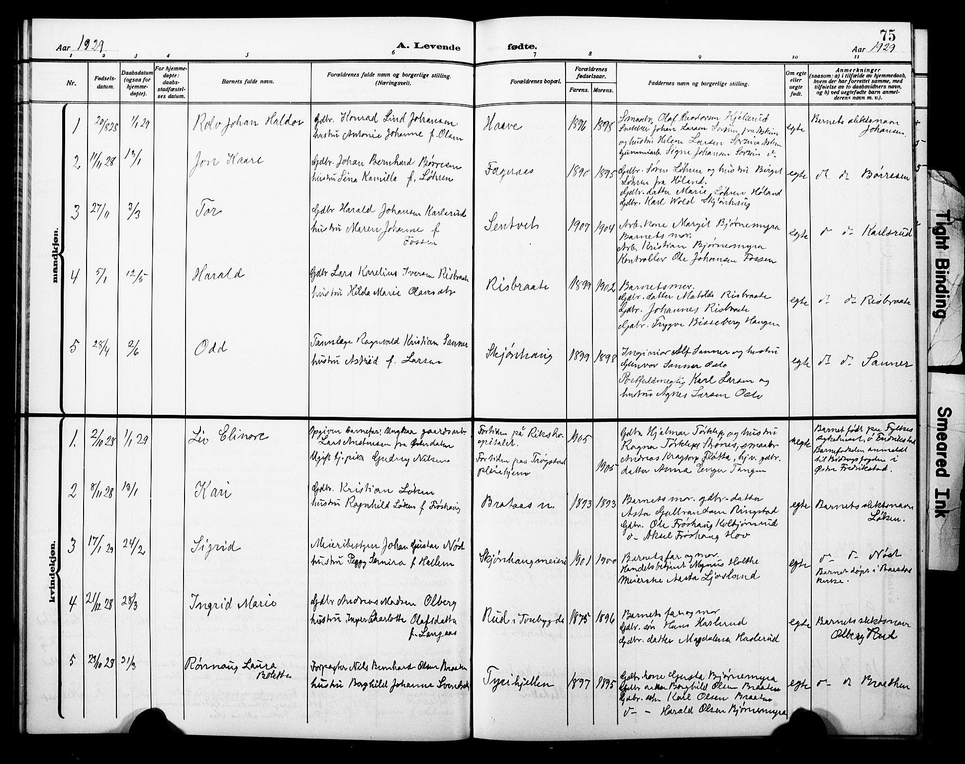 Trøgstad prestekontor Kirkebøker, AV/SAO-A-10925/G/Ga/L0002: Parish register (copy) no. I 2, 1911-1929, p. 75