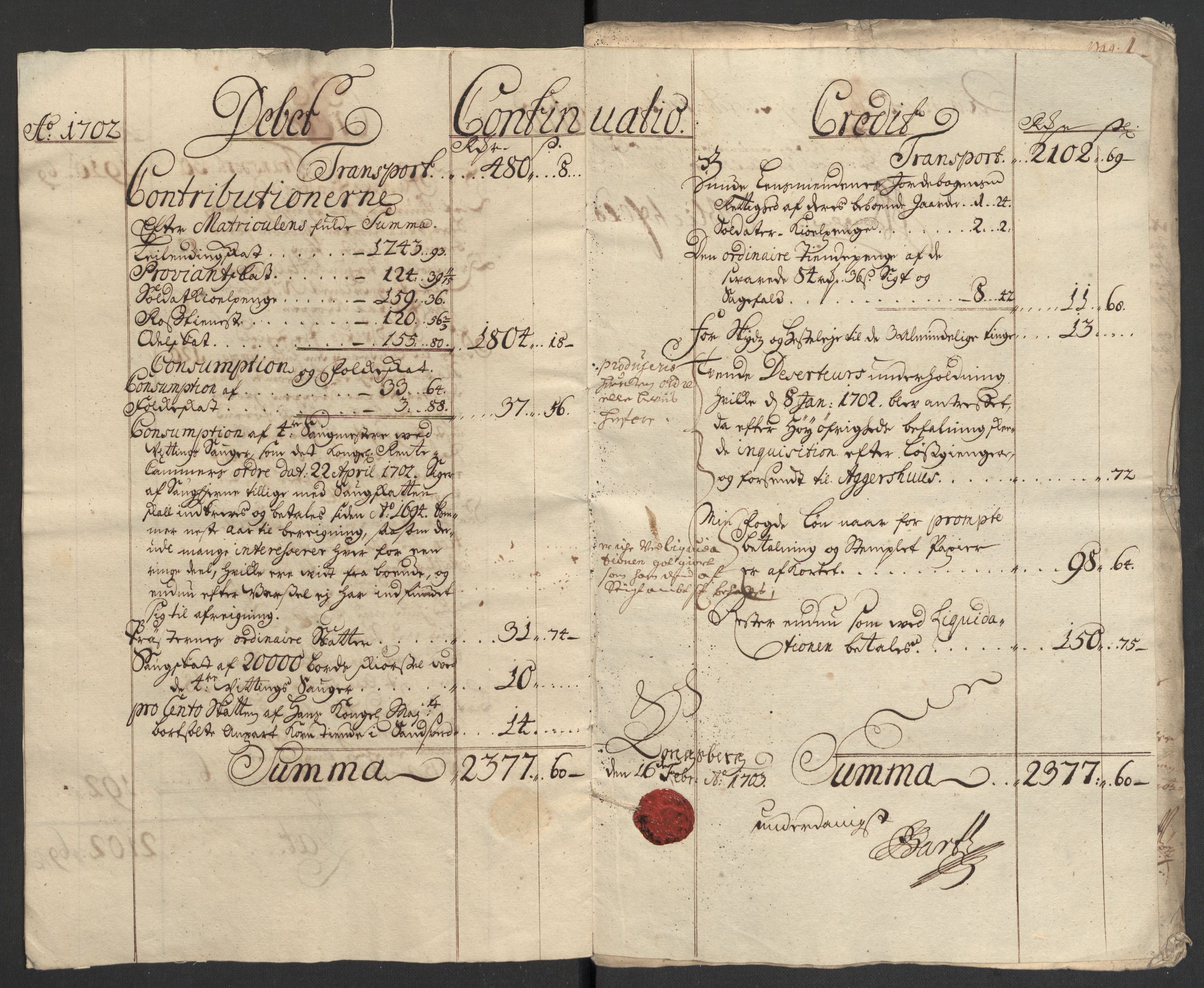 Rentekammeret inntil 1814, Reviderte regnskaper, Fogderegnskap, AV/RA-EA-4092/R24/L1580: Fogderegnskap Numedal og Sandsvær, 1702, p. 7