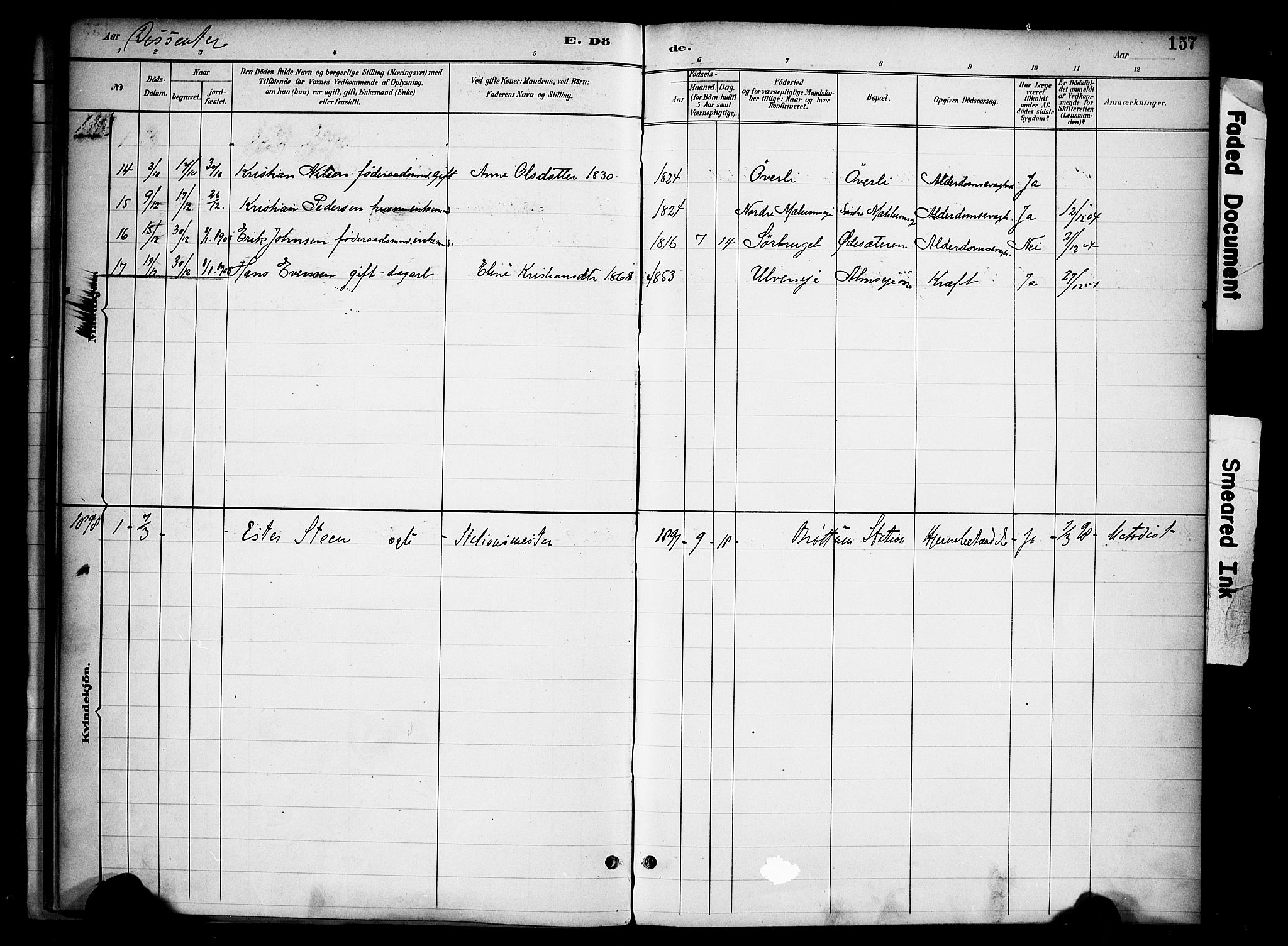 Ringsaker prestekontor, SAH/PREST-014/K/Ka/L0015: Parish register (official) no. 15, 1891-1904, p. 157