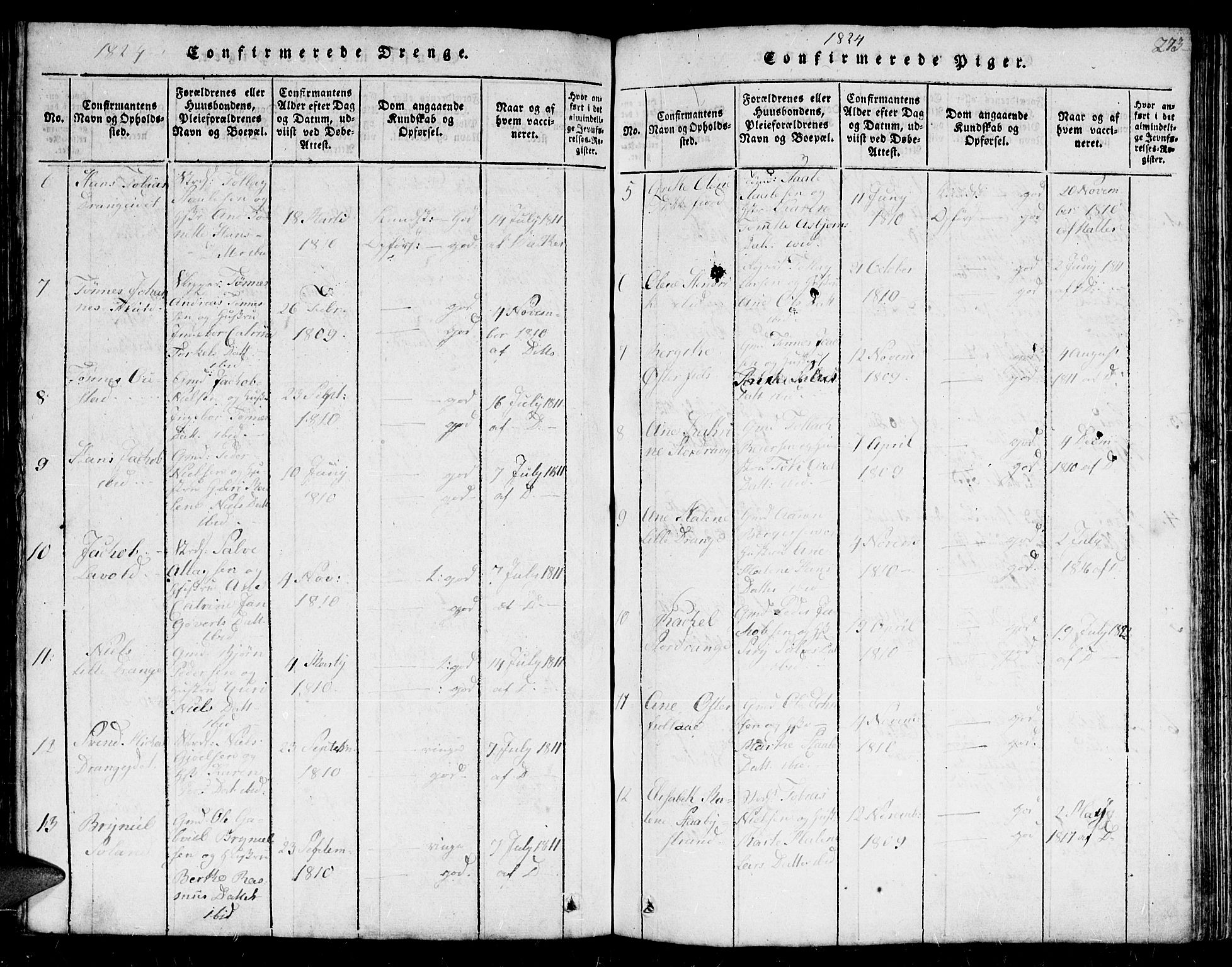 Flekkefjord sokneprestkontor, SAK/1111-0012/F/Fb/Fbc/L0003: Parish register (copy) no. B 3, 1815-1826, p. 273