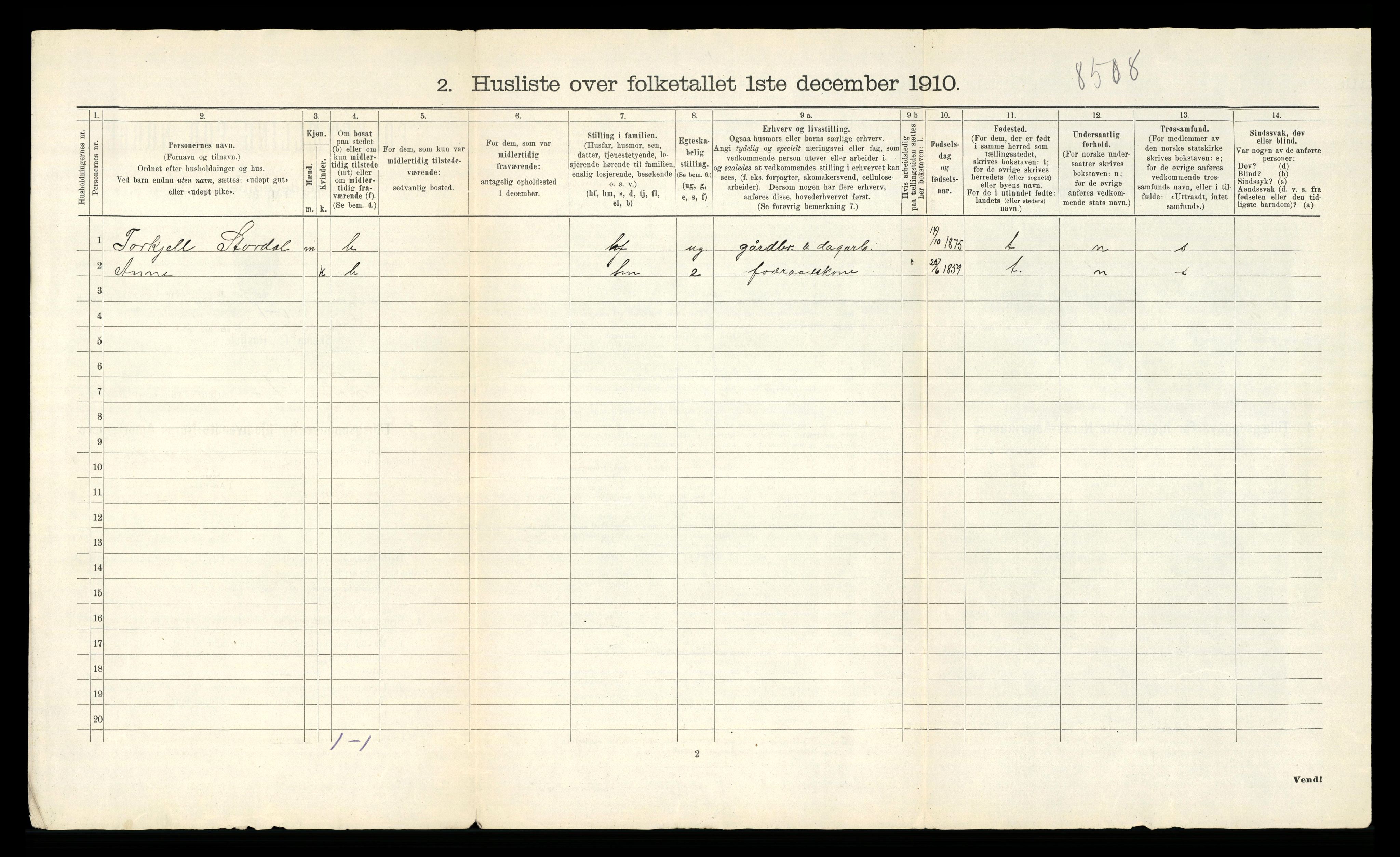 RA, 1910 census for Bø, 1910, p. 44