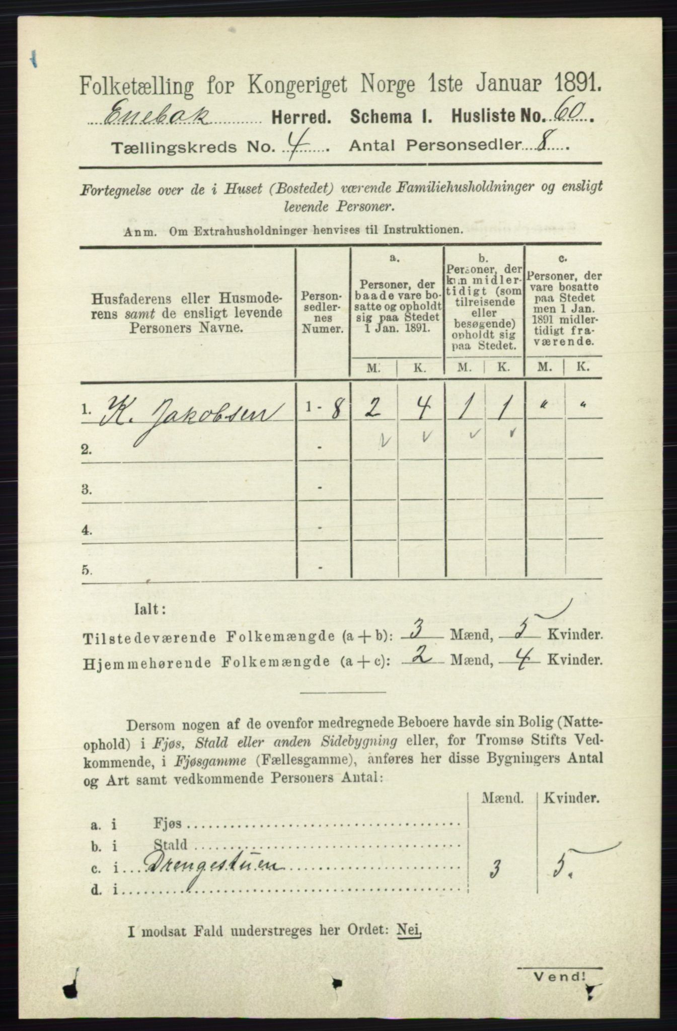RA, 1891 census for 0229 Enebakk, 1891, p. 1470