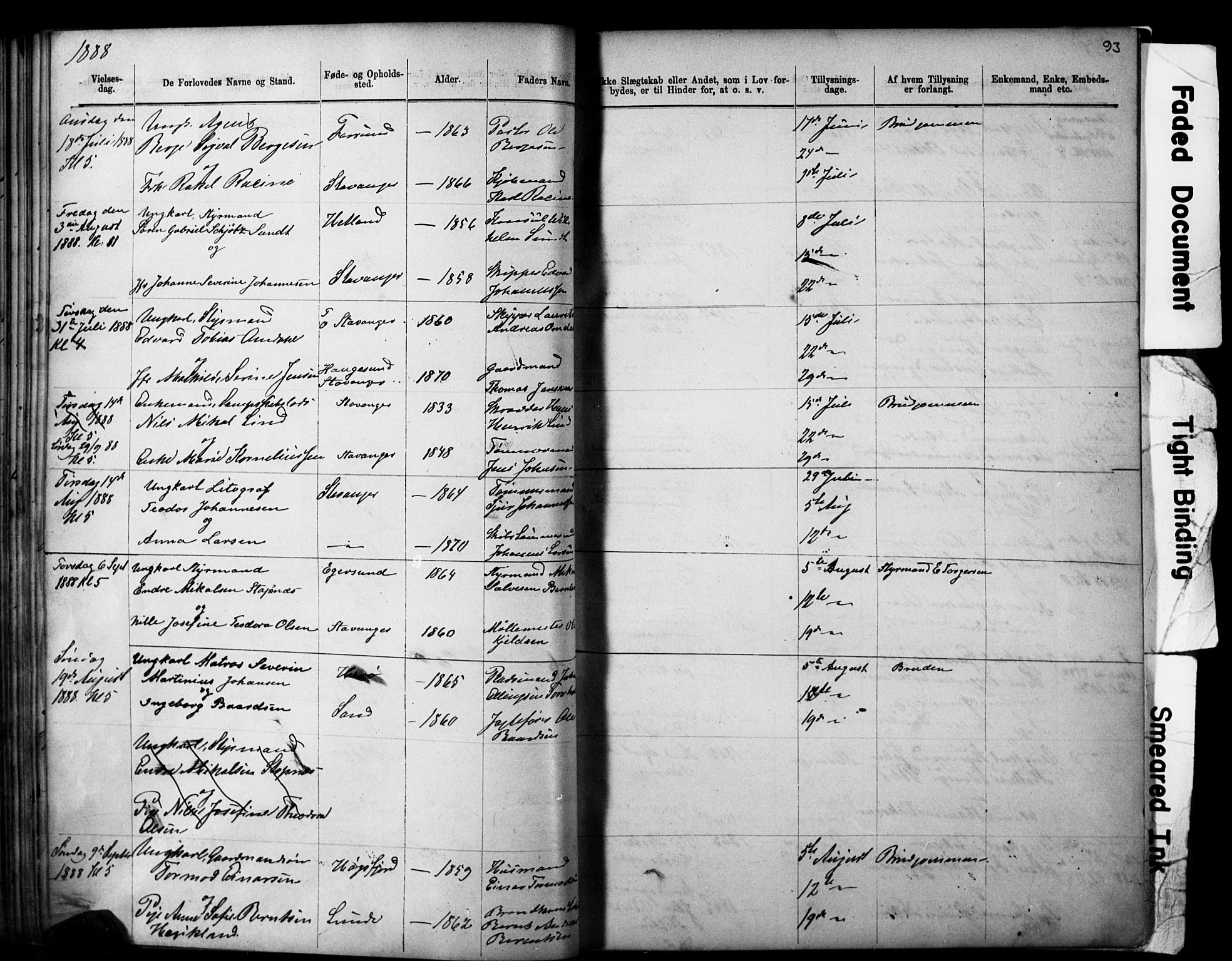 Domkirken sokneprestkontor, AV/SAST-A-101812/001/30/30BB/L0014: Parish register (copy) no. B 14, 1875-1902, p. 93