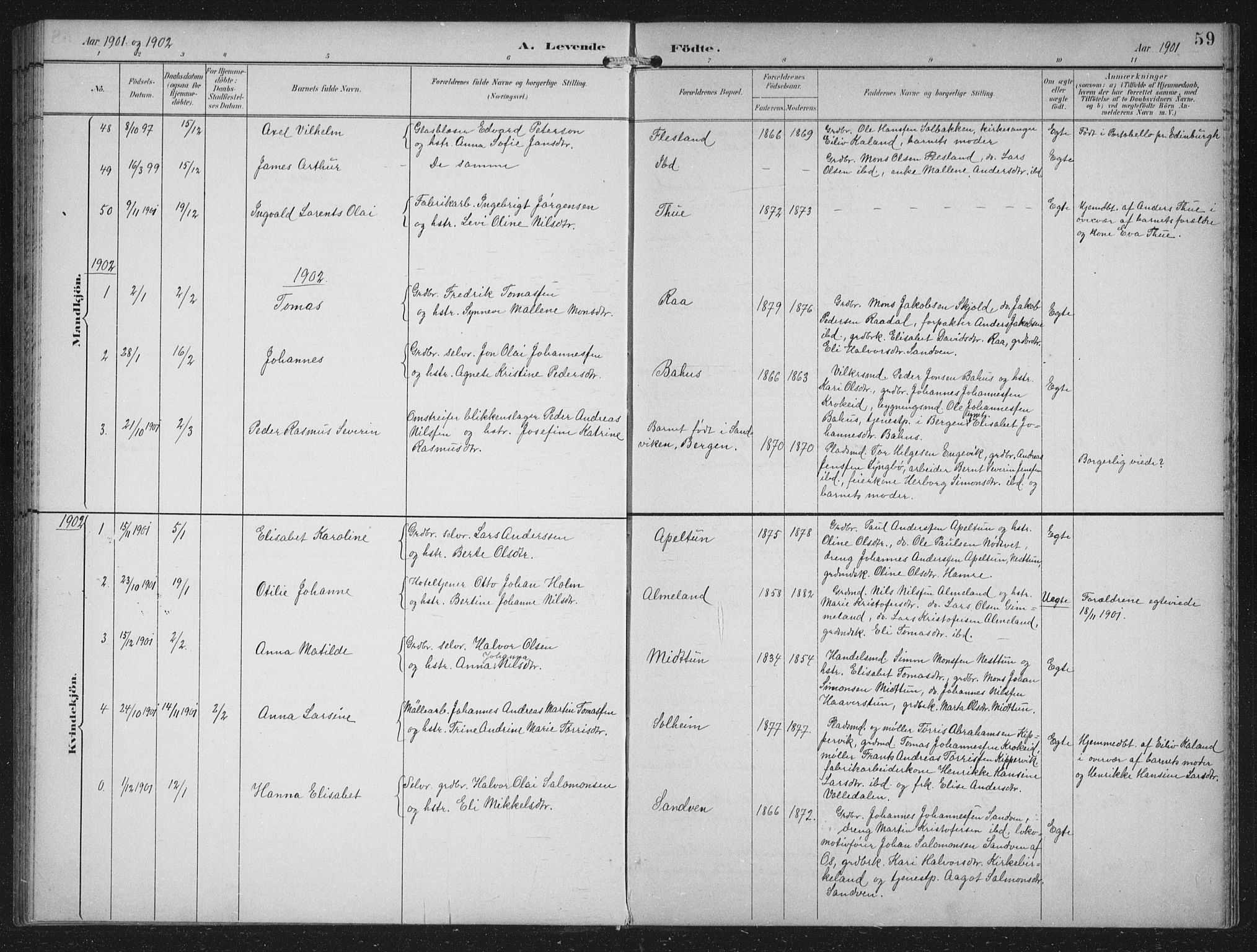 Fana Sokneprestembete, SAB/A-75101/H/Hab/Haba/L0003: Parish register (copy) no. A 3, 1895-1902, p. 59