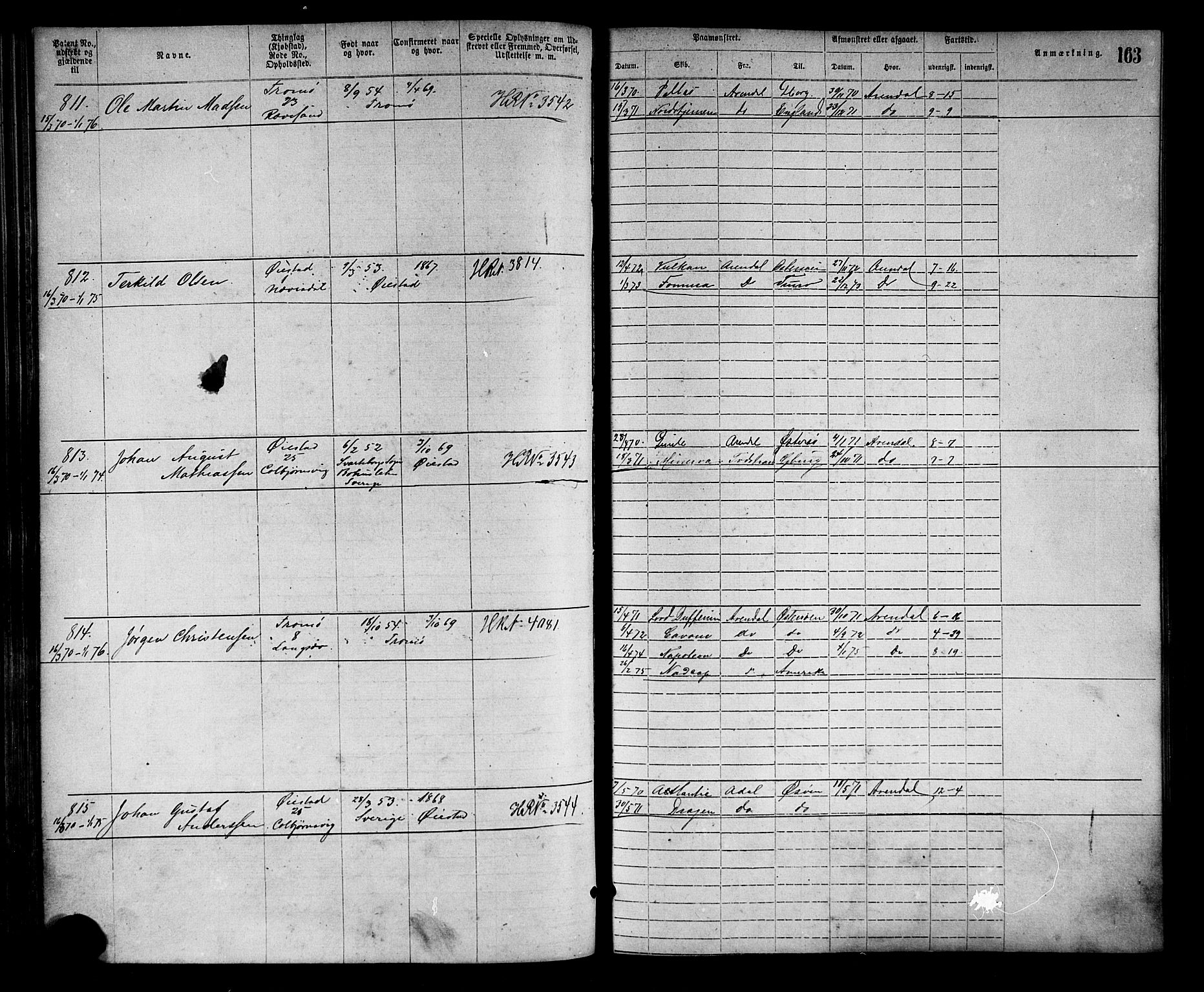 Arendal mønstringskrets, SAK/2031-0012/F/Fa/L0002: Annotasjonsrulle nr 1-1910 med register, S-2, 1868-1880, p. 193