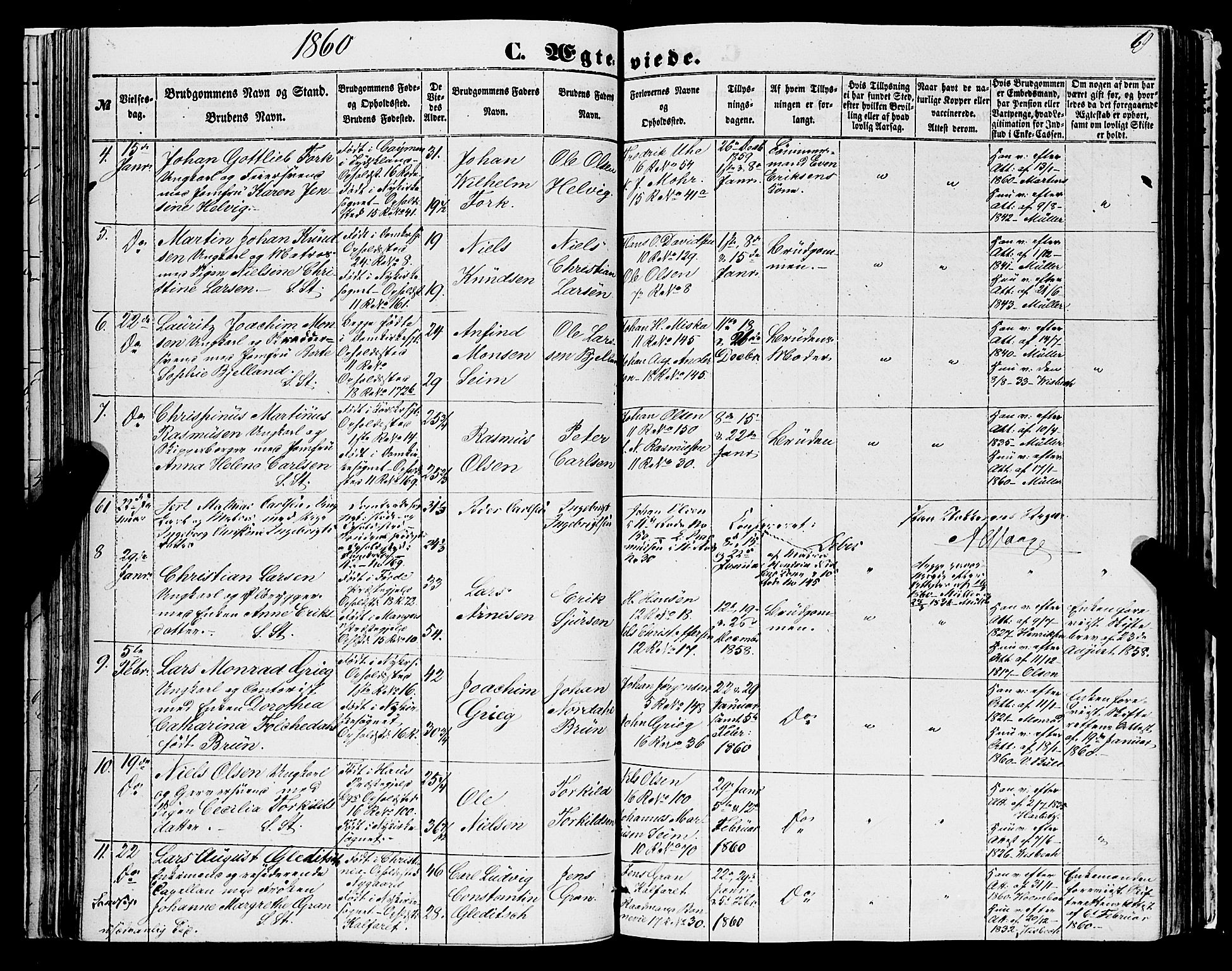 Domkirken sokneprestembete, AV/SAB-A-74801/H/Haa/L0034: Parish register (official) no. D 2, 1853-1874, p. 69