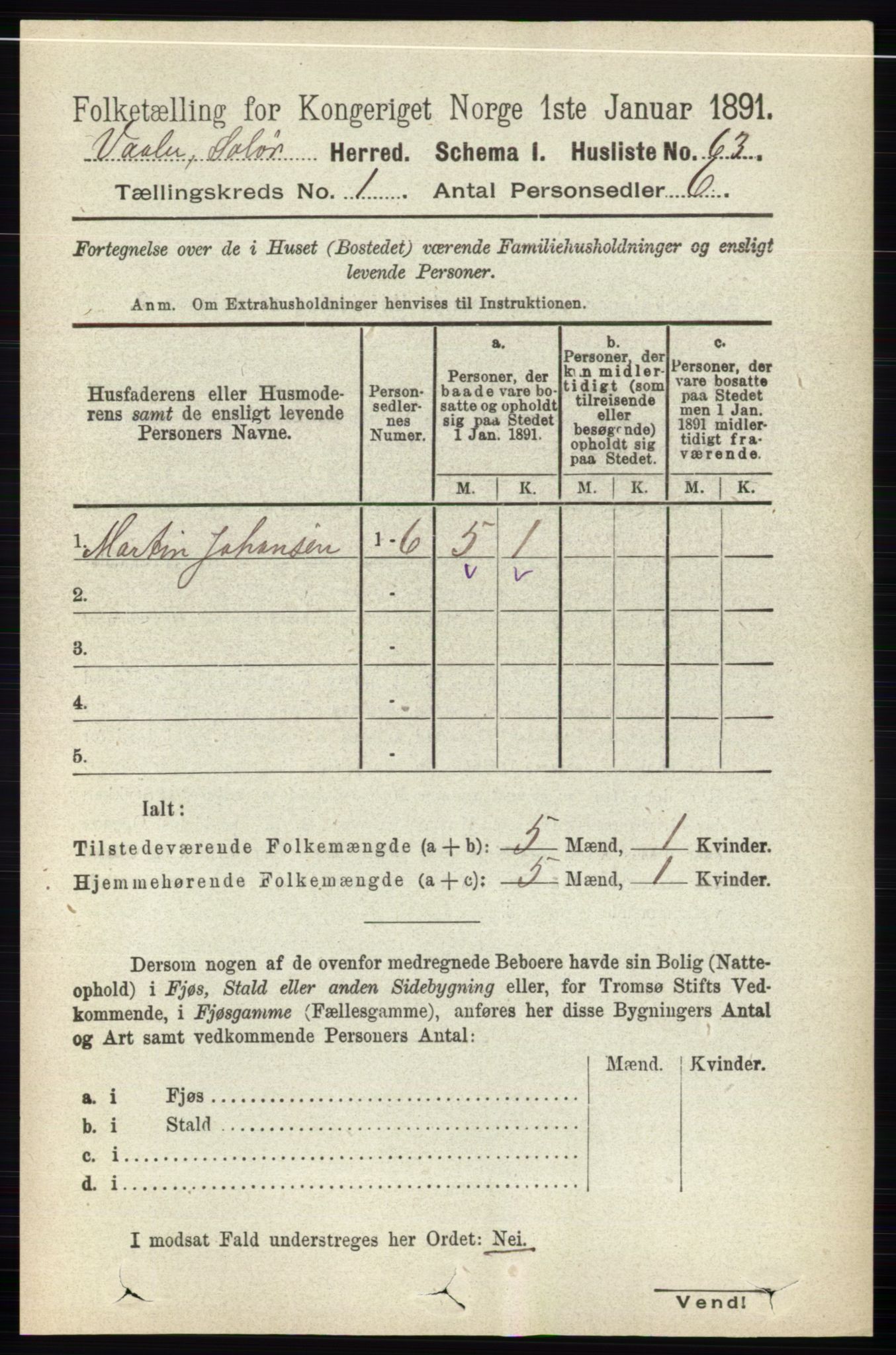 RA, 1891 census for 0426 Våler, 1891, p. 88