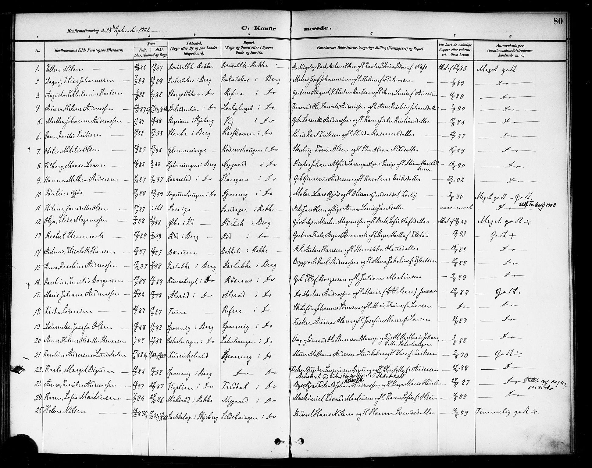 Berg prestekontor Kirkebøker, AV/SAO-A-10902/F/Fa/L0007: Parish register (official) no. I 7, 1888-1902, p. 80