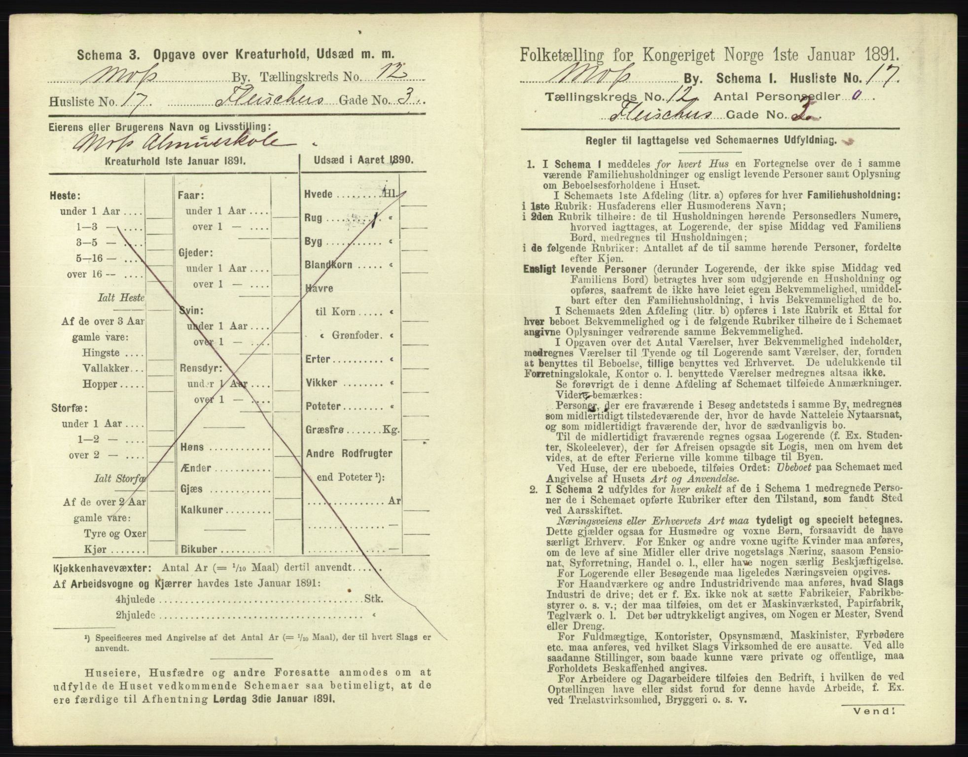 RA, 1891 census for 0104 Moss, 1891, p. 844