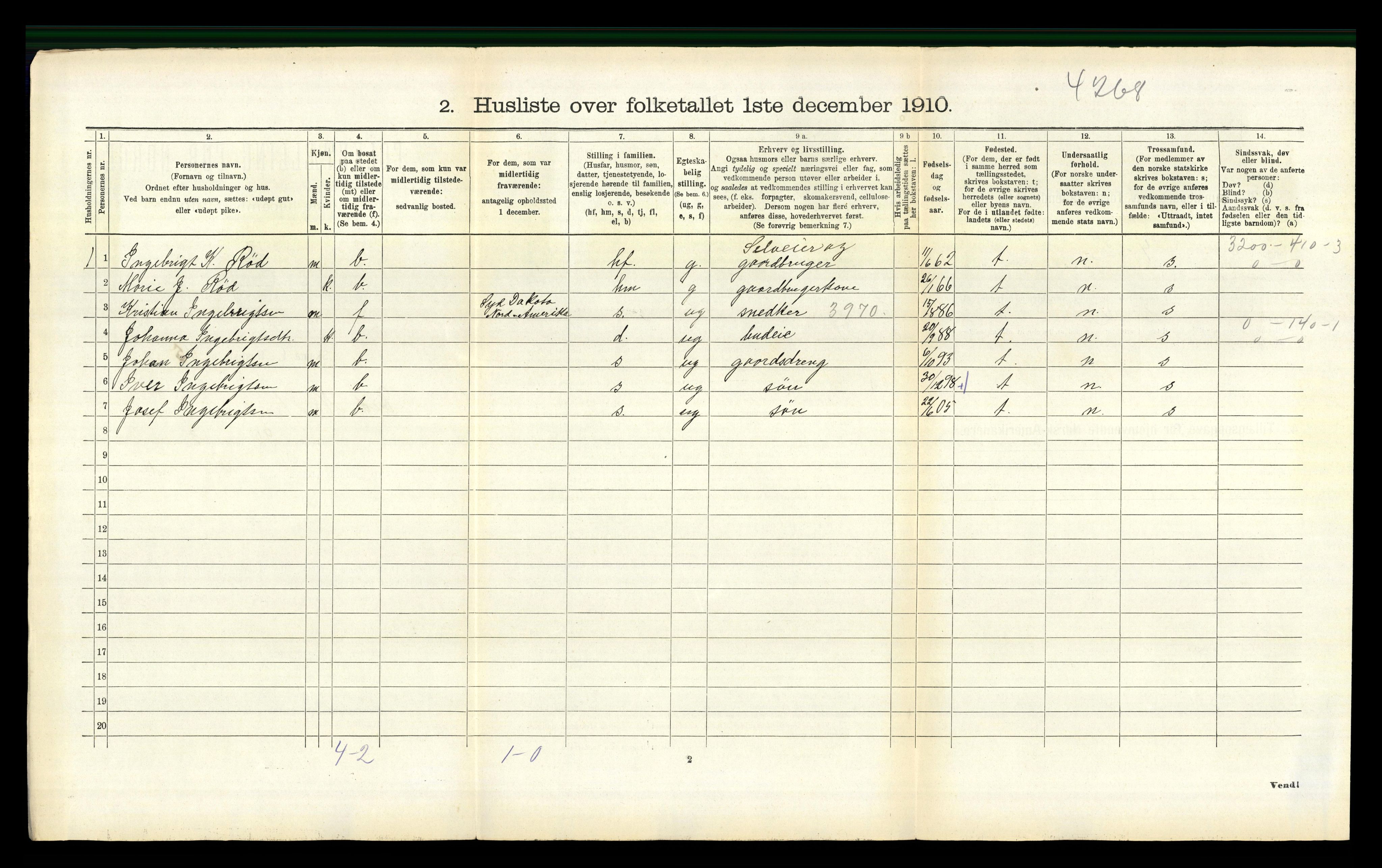 RA, 1910 census for Eid, 1910, p. 210