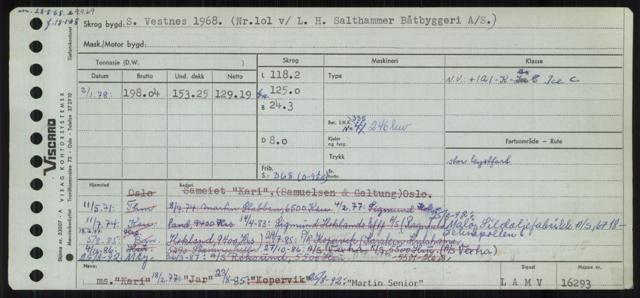 Sjøfartsdirektoratet med forløpere, Skipsmålingen, RA/S-1627/H/Ha/L0003/0002: Fartøy, Hilm-Mar / Fartøy, Kom-Mar, p. 957