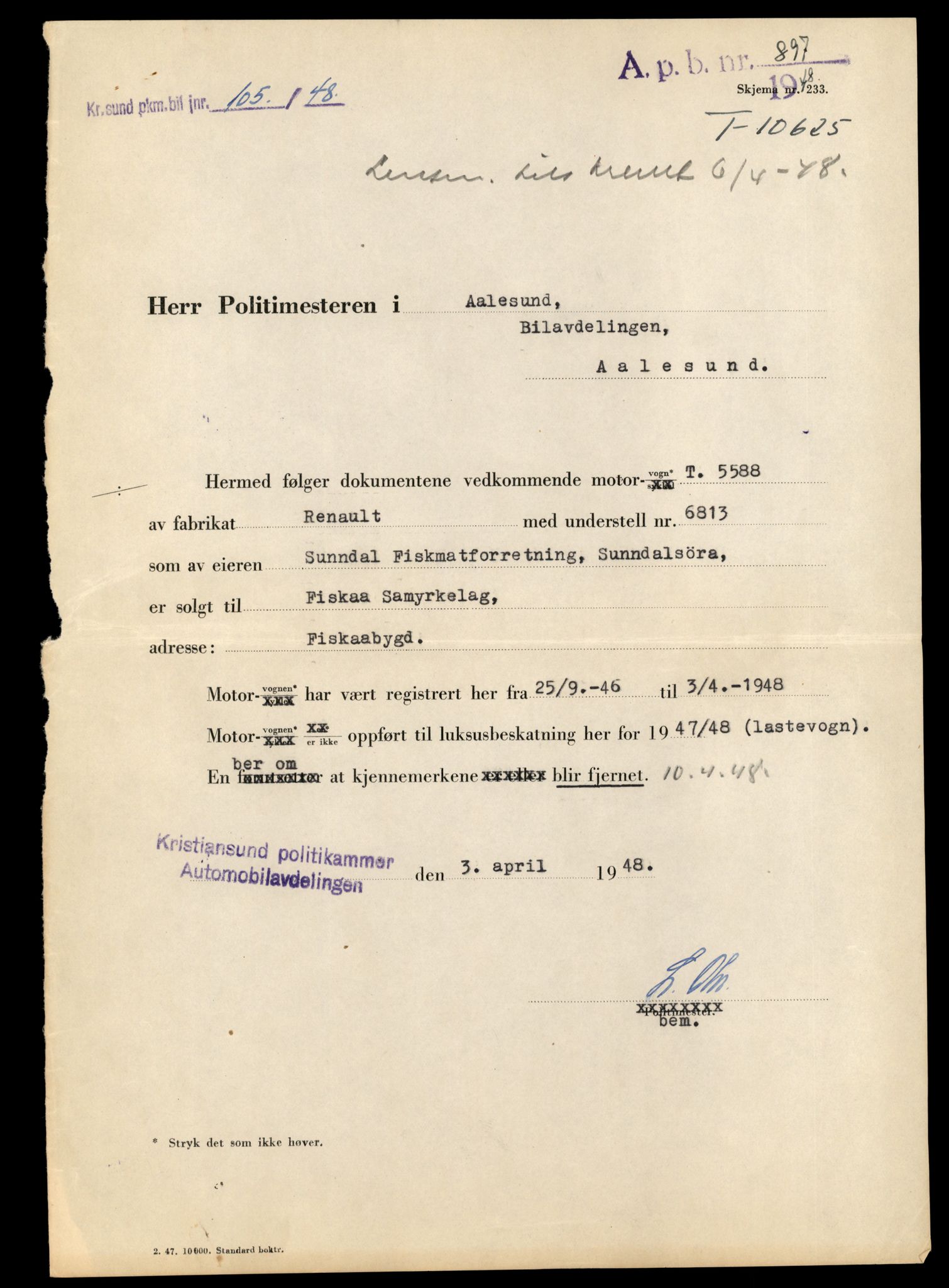 Møre og Romsdal vegkontor - Ålesund trafikkstasjon, AV/SAT-A-4099/F/Fe/L0034: Registreringskort for kjøretøy T 12500 - T 12652, 1927-1998, p. 614