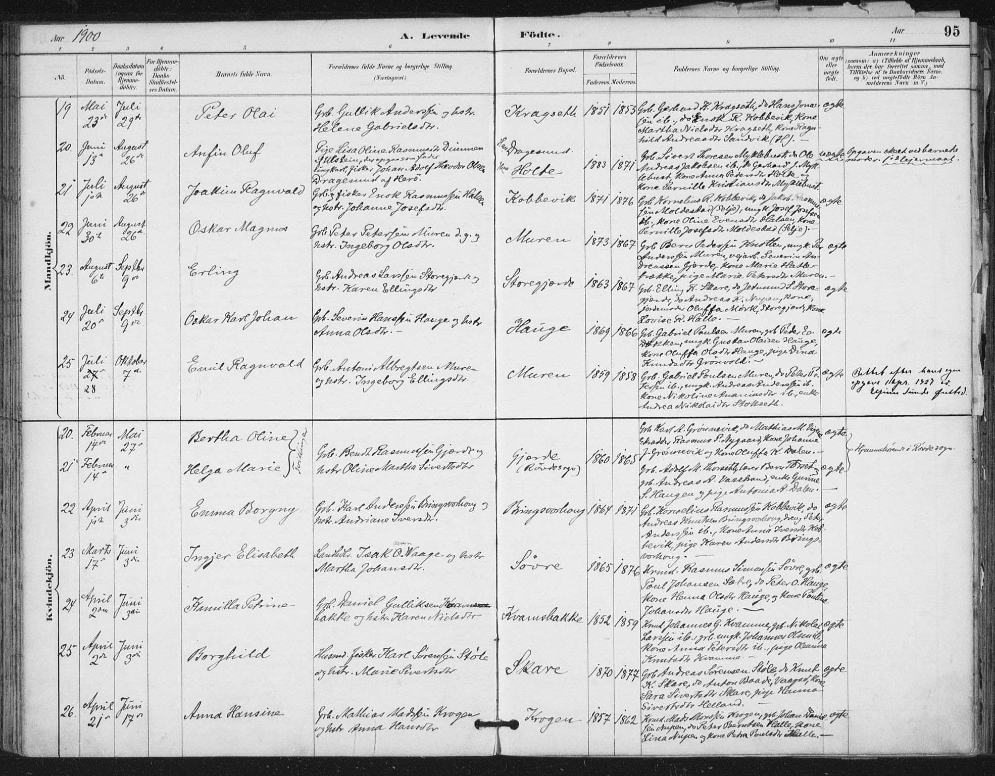 Ministerialprotokoller, klokkerbøker og fødselsregistre - Møre og Romsdal, SAT/A-1454/503/L0037: Parish register (official) no. 503A05, 1884-1900, p. 95