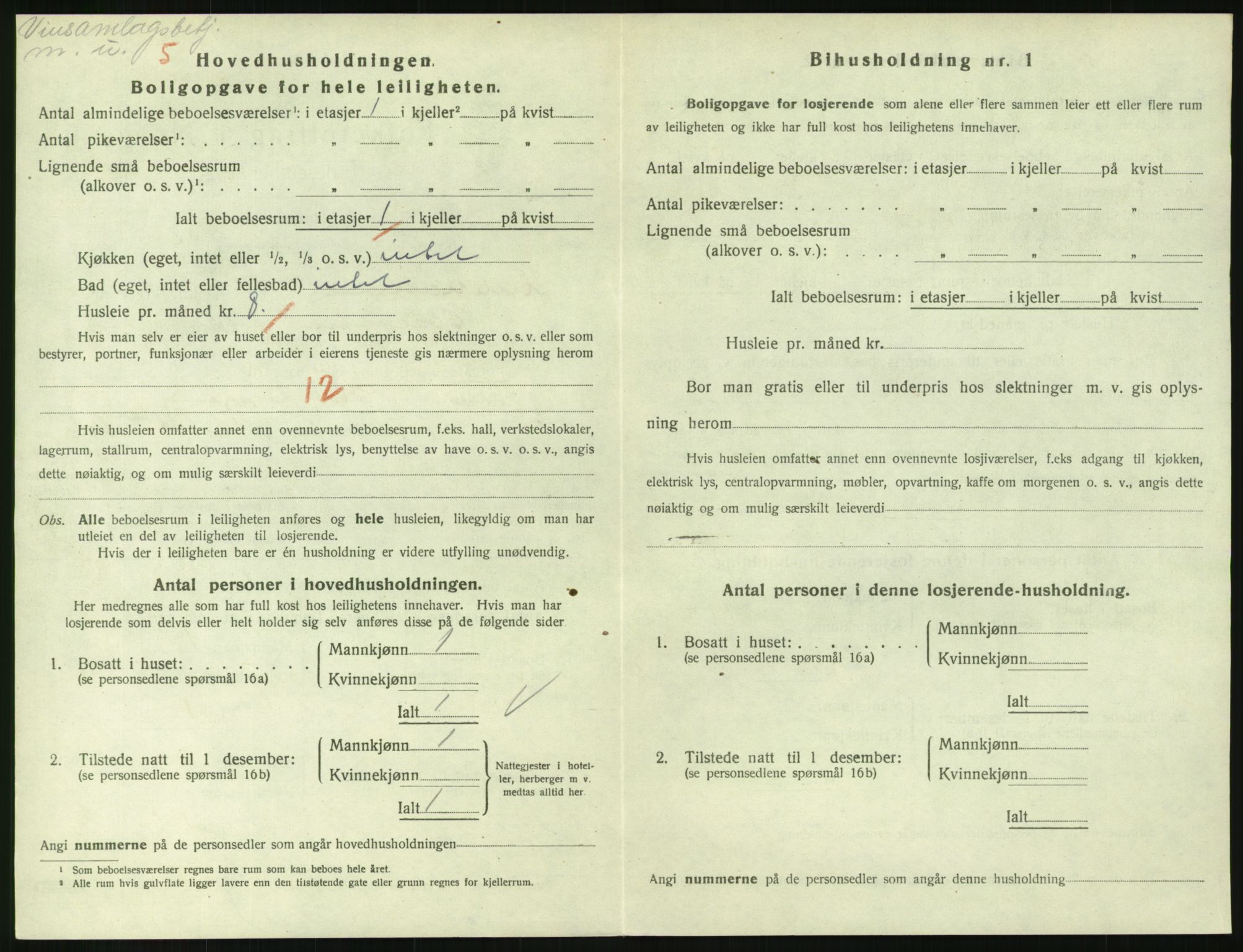 SAH, 1920 census for Lillehammer, 1920, p. 2297