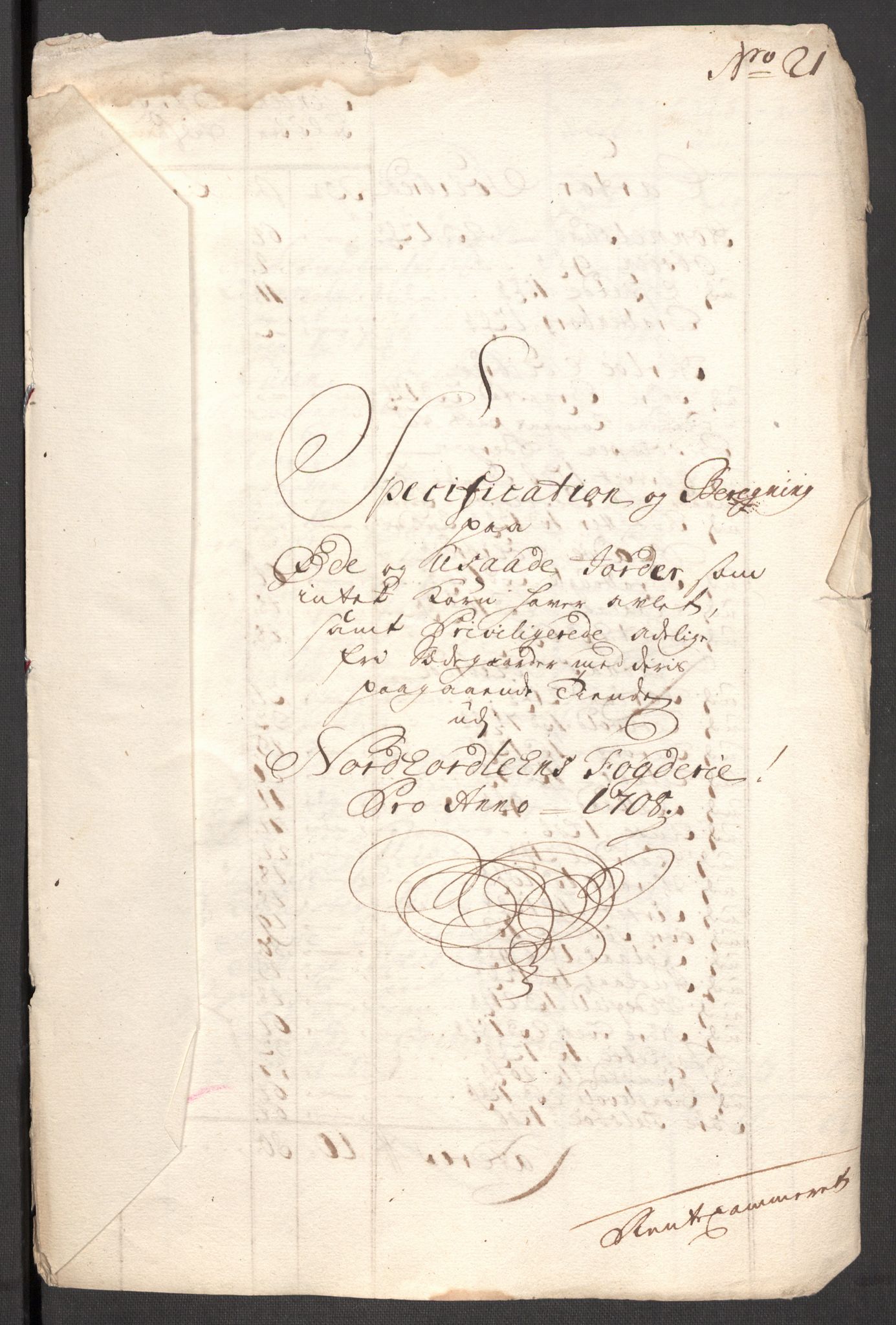 Rentekammeret inntil 1814, Reviderte regnskaper, Fogderegnskap, AV/RA-EA-4092/R51/L3189: Fogderegnskap Nordhordland og Voss, 1708, p. 376