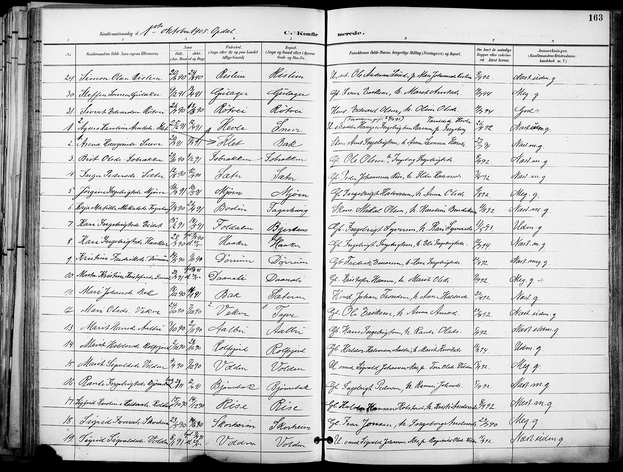 Ministerialprotokoller, klokkerbøker og fødselsregistre - Sør-Trøndelag, SAT/A-1456/678/L0902: Parish register (official) no. 678A11, 1895-1911, p. 163