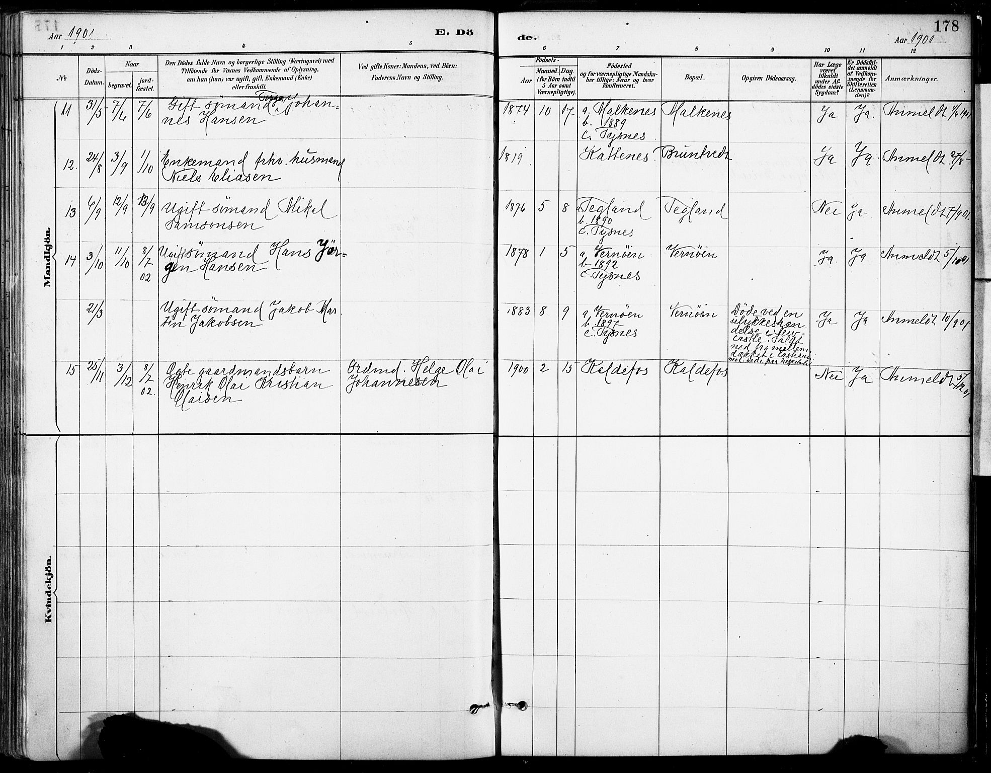 Tysnes sokneprestembete, AV/SAB-A-78601/H/Haa: Parish register (official) no. B 1, 1887-1906, p. 178