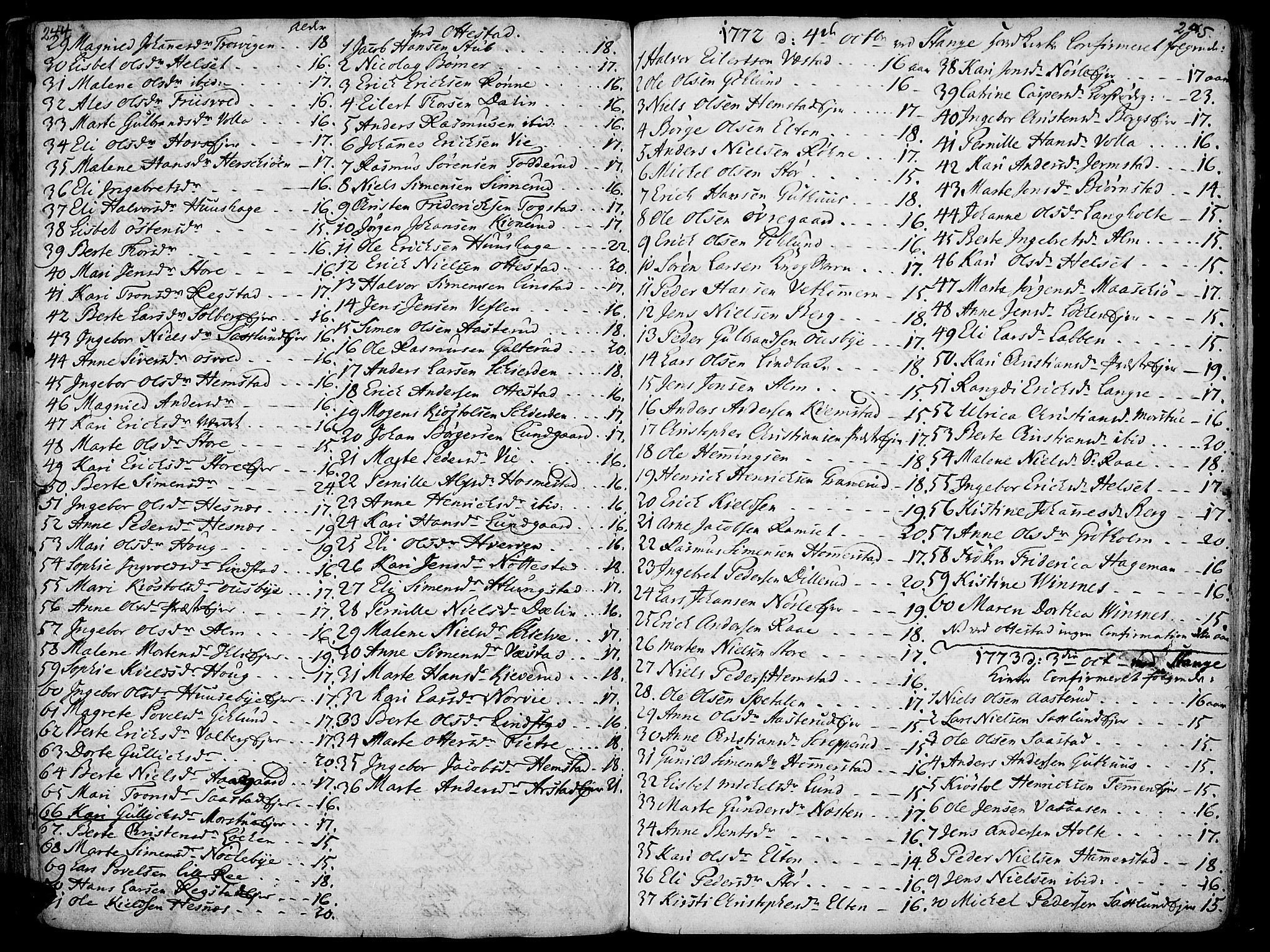 Stange prestekontor, SAH/PREST-002/K/L0006: Parish register (official) no. 6, 1762-1787, p. 244-245