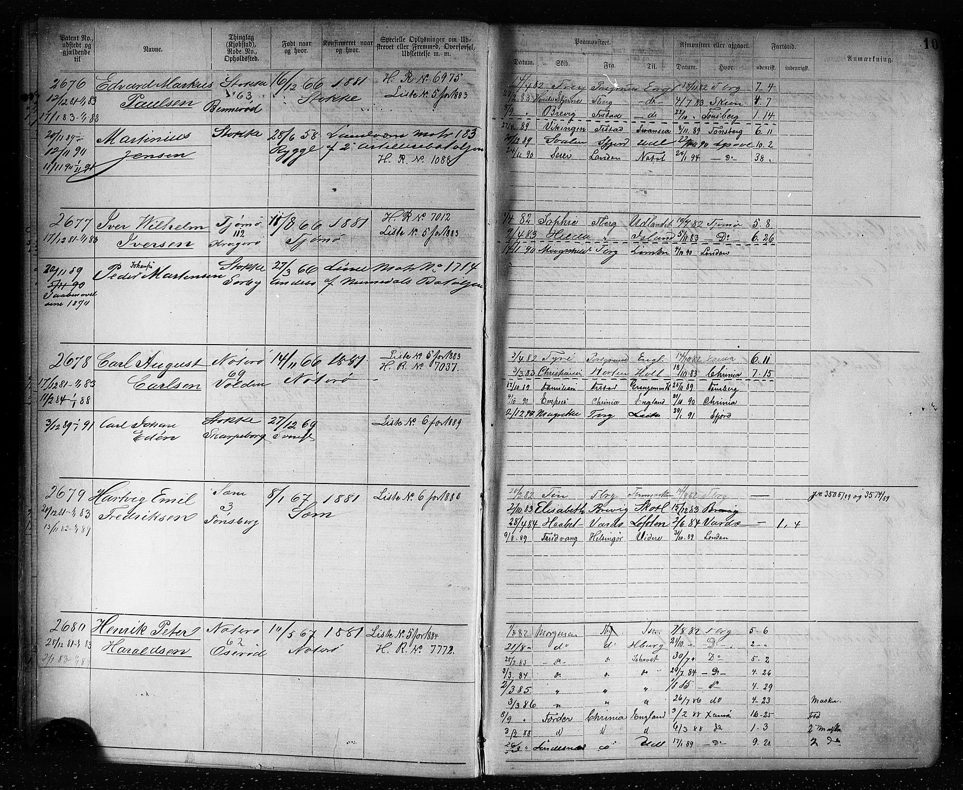 Tønsberg innrulleringskontor, AV/SAKO-A-786/F/Fb/L0007: Annotasjonsrulle Patent nr. 2636-5150, 1881-1892, p. 11