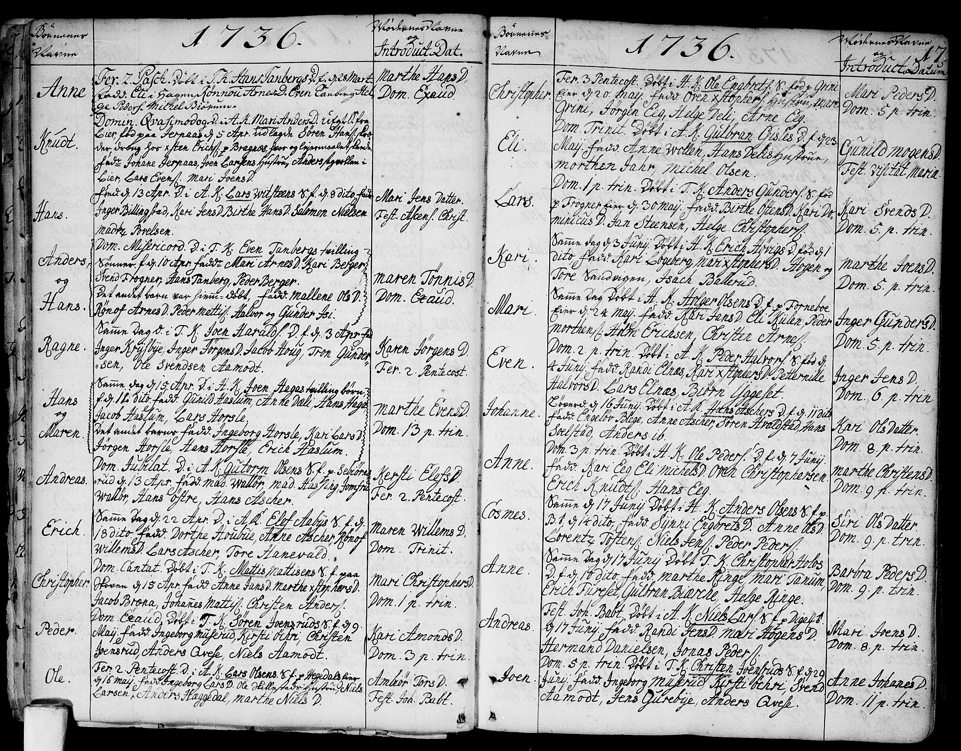 Asker prestekontor Kirkebøker, SAO/A-10256a/F/Fa/L0002: Parish register (official) no. I 2, 1733-1766, p. 17