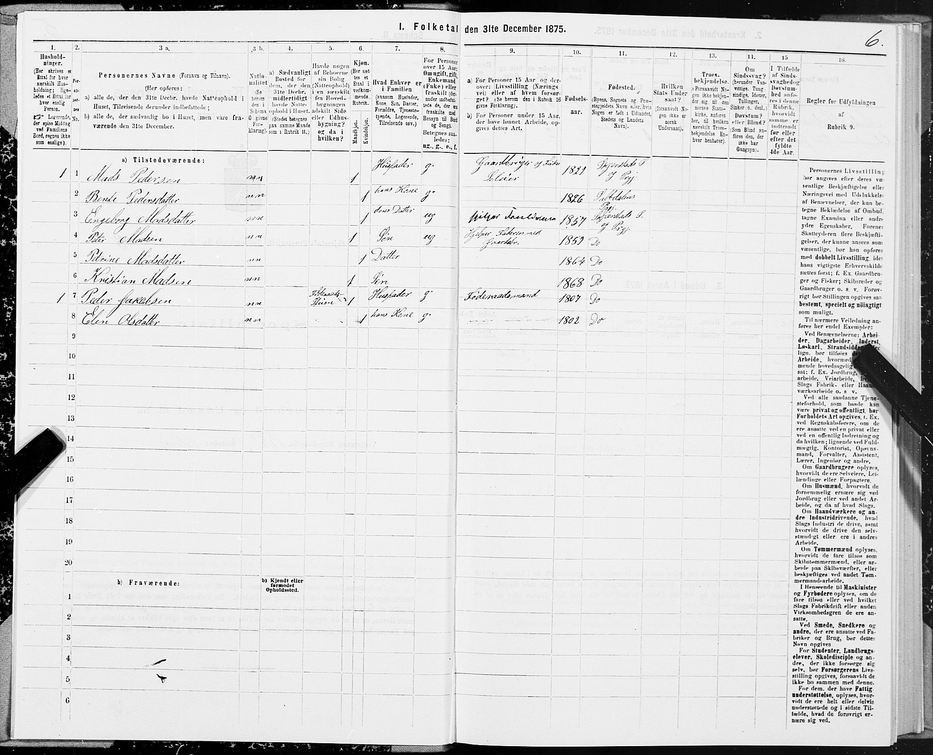 SAT, 1875 census for 1842P Skjerstad, 1875, p. 3006