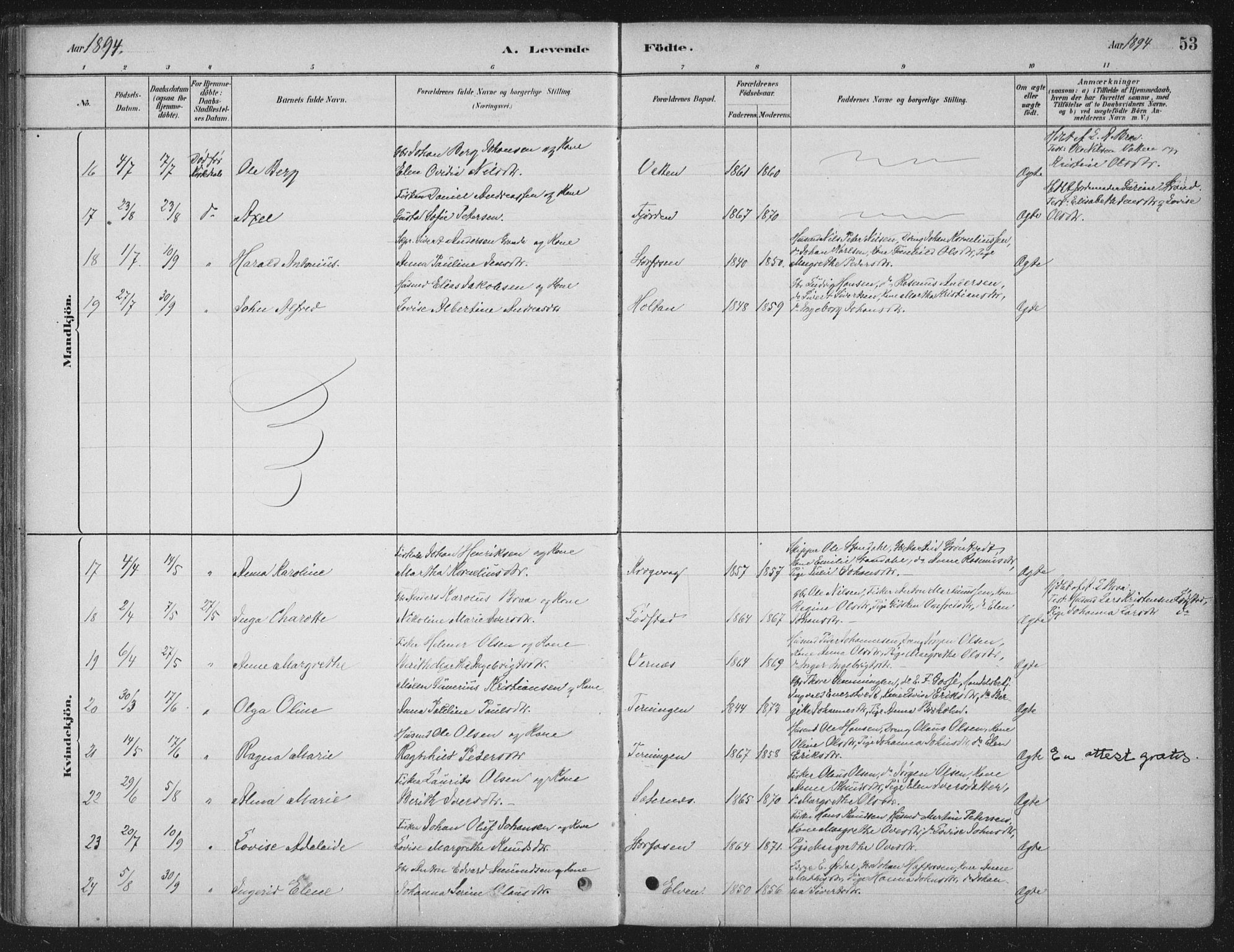 Ministerialprotokoller, klokkerbøker og fødselsregistre - Sør-Trøndelag, SAT/A-1456/662/L0755: Parish register (official) no. 662A01, 1879-1905, p. 53