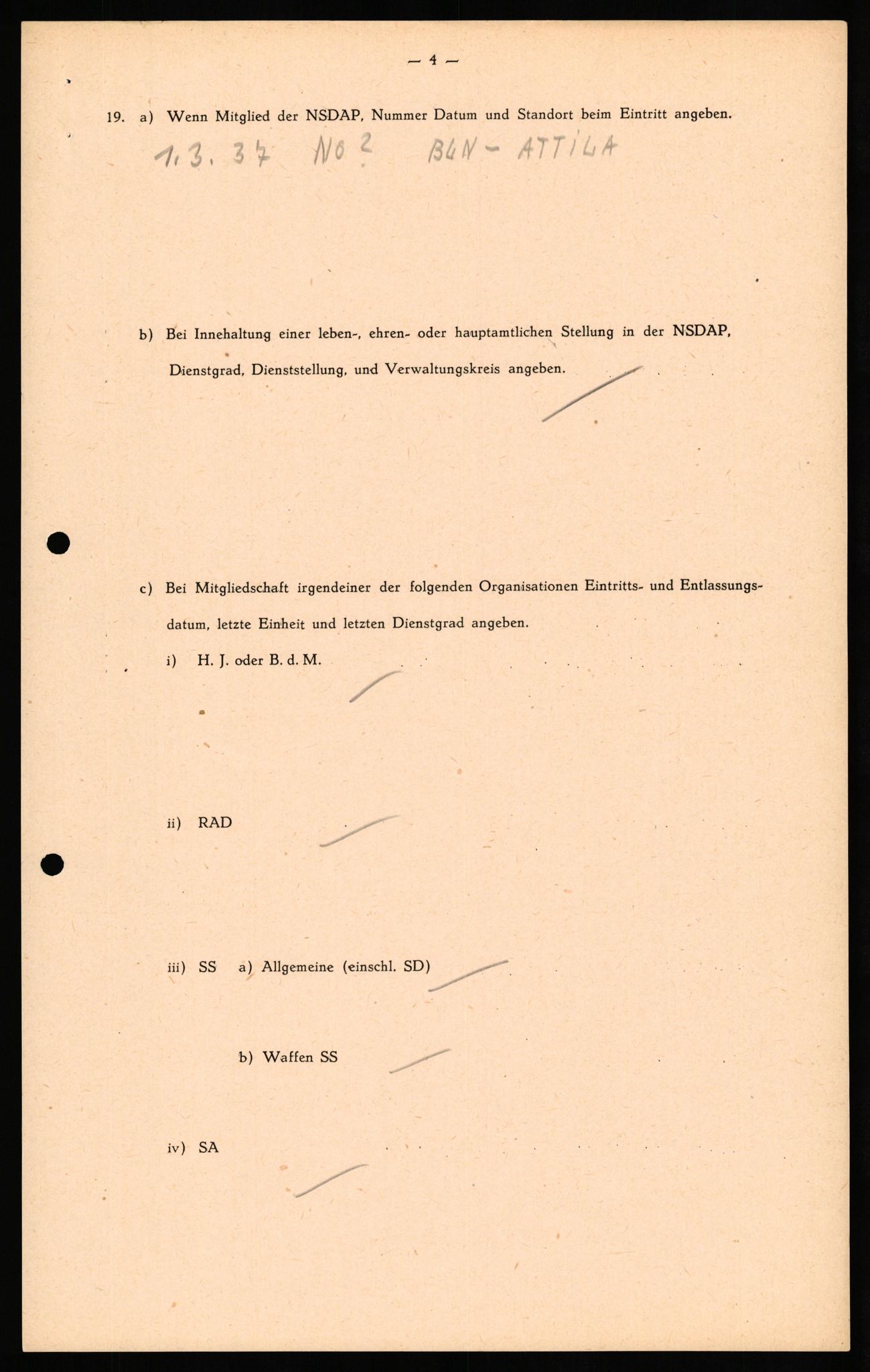 Forsvaret, Forsvarets overkommando II, RA/RAFA-3915/D/Db/L0029: CI Questionaires. Tyske okkupasjonsstyrker i Norge. Tyskere., 1945-1946, p. 13